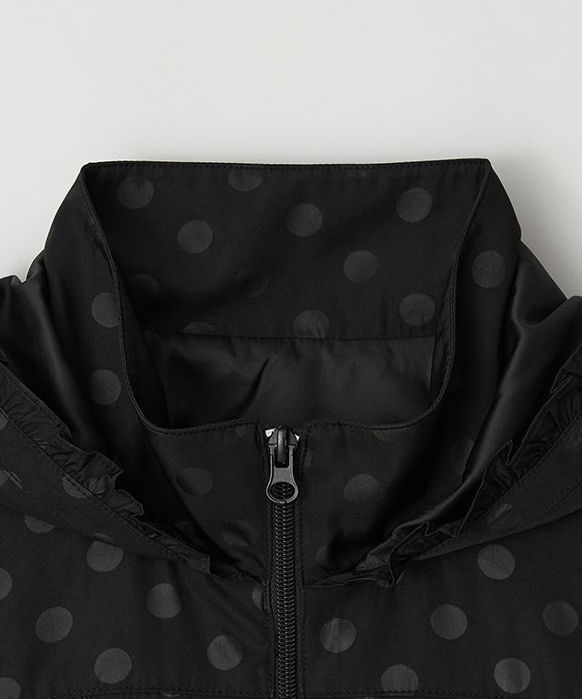 RONRON ♥ DOT PENDANT FRILL HOODIE WIND JUMPER MUSINSA公式 | RONRON DOT PENDANT FRILL HOODIE WIND JUMPER BLACK