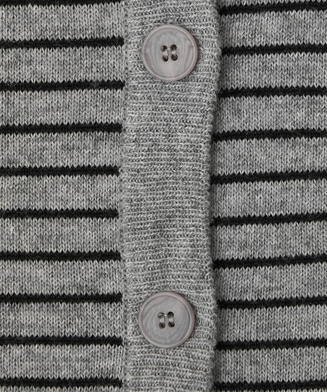 MUSINSA | RONRON TRIPLE STRIPE HARMONY KNIT CARDIGAN BLACK GREY
