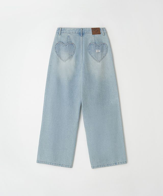 MUSINSA | RONRON BACK HEART STITCH POCKET DENIM PANTS LIGHT BLUE