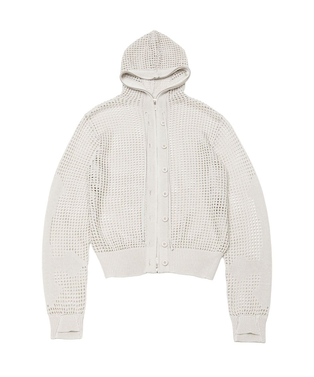 MUSINSA | SCHISM INDUCING CROSS MESH ZIP HOODIE BEIGE