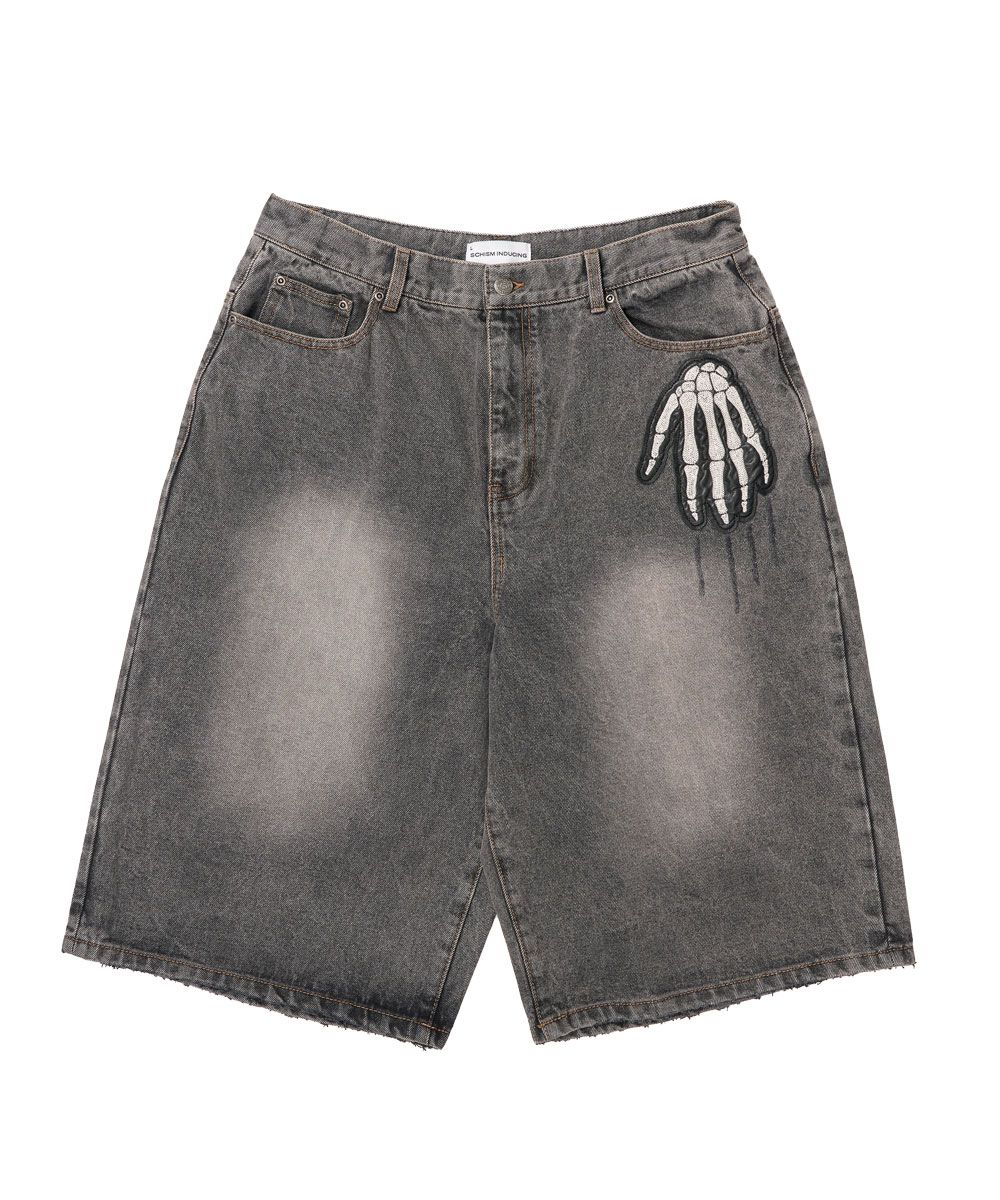 MUSINSA | SCHISM INDUCING BONE HAND JORTS GREY