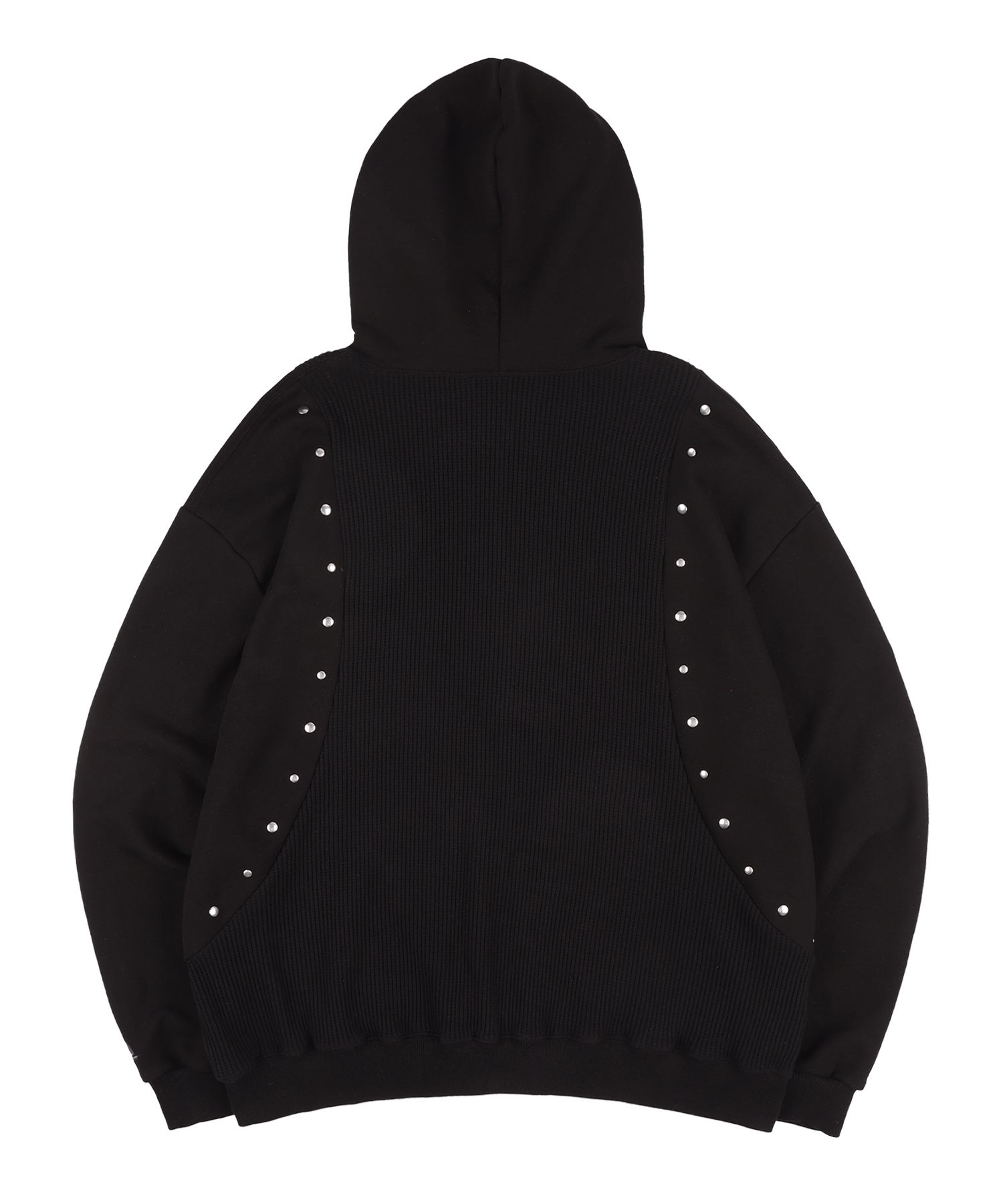 MUSINSA公式 | KAIFAI ワッフルスタッズフードジップアップ (ブラック