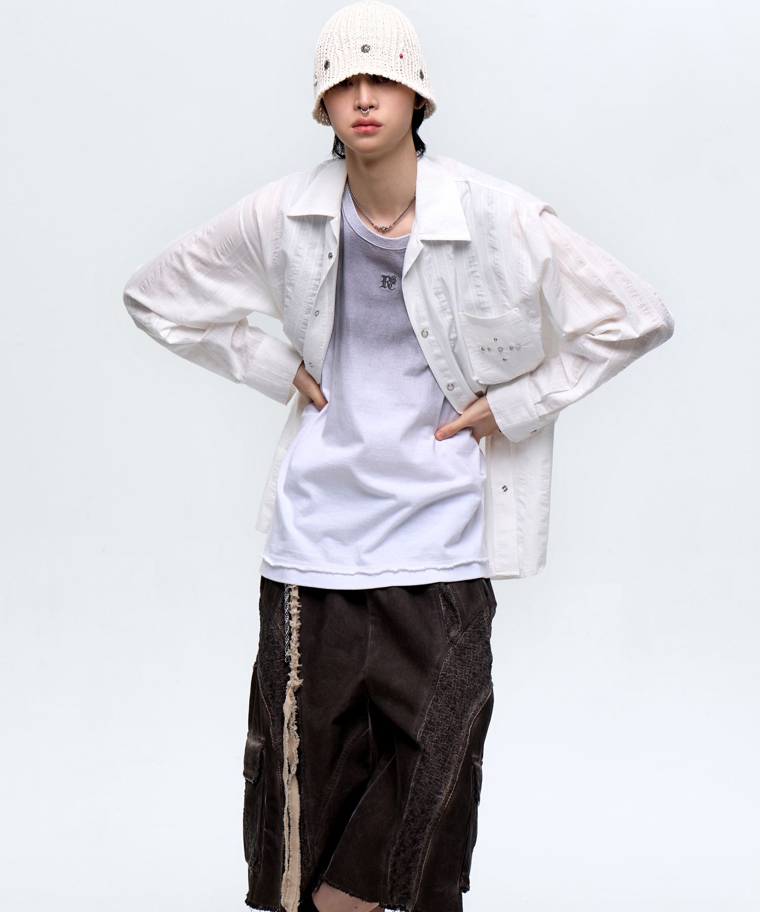 RSSC ■ RIVET WRINKLE STRIPE SHIRT MUSINSA | RSSC RIVET WRINKLE STRIPE SHIRT - DUSTY GREEN