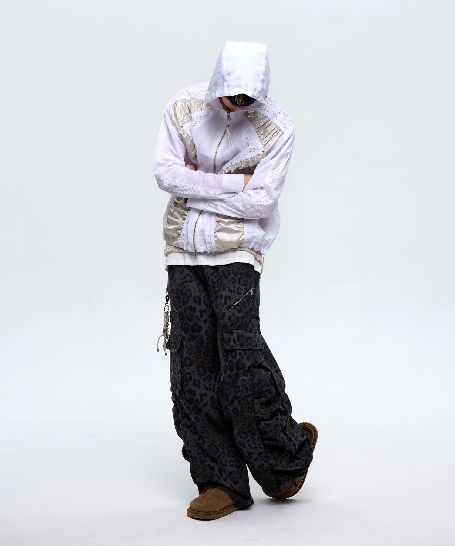 ●RSSC● WRINKLE MIXED LEOPARD CARGO PANTS - BROWN / unisex WRINKLE MIXED LEOPARD CARGO PANTS - BROWN - RSSC | 60