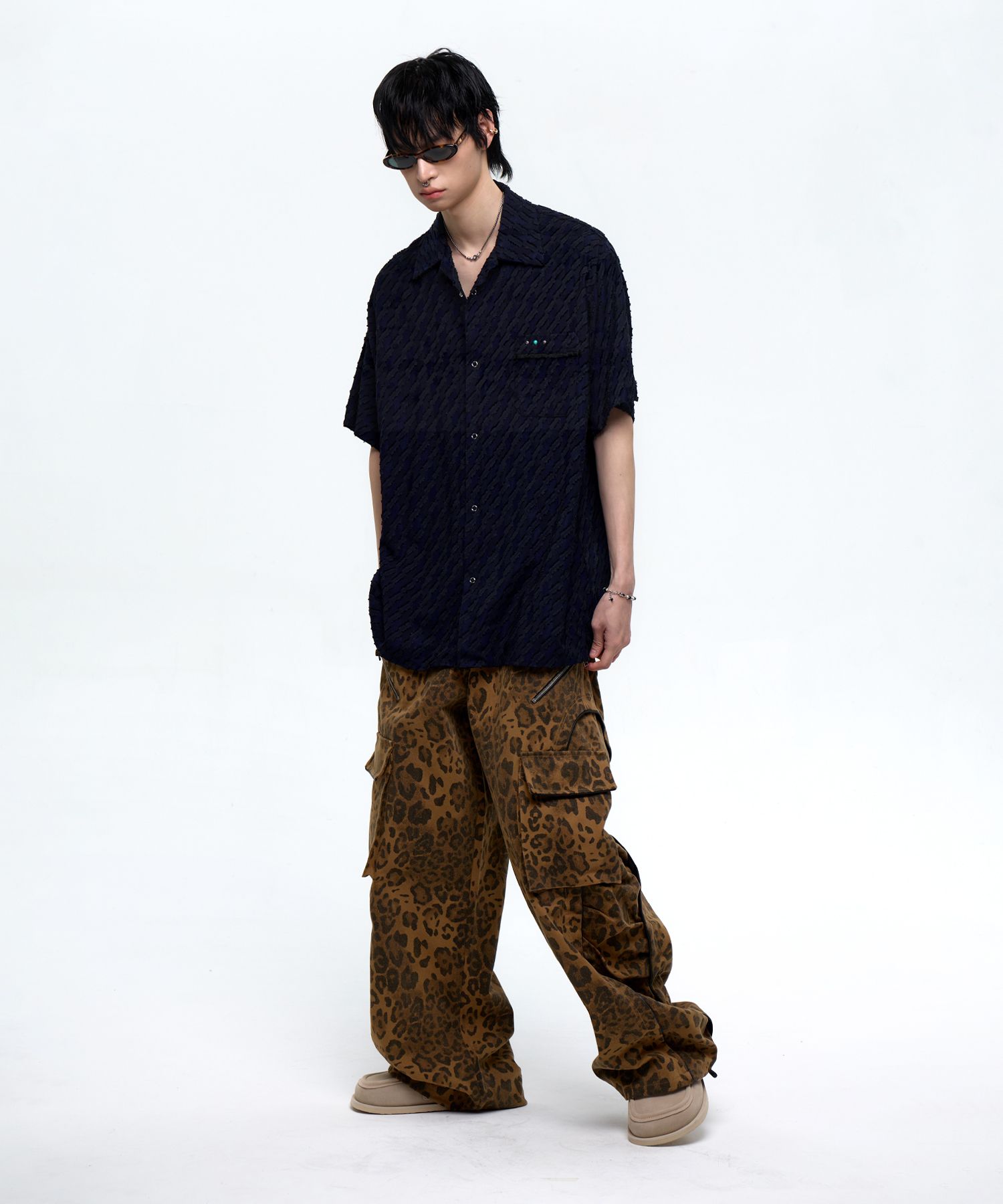 MUSINSA | RSSC WRINKLE MIXED LEOPARD CARGO PANTS - BROWN