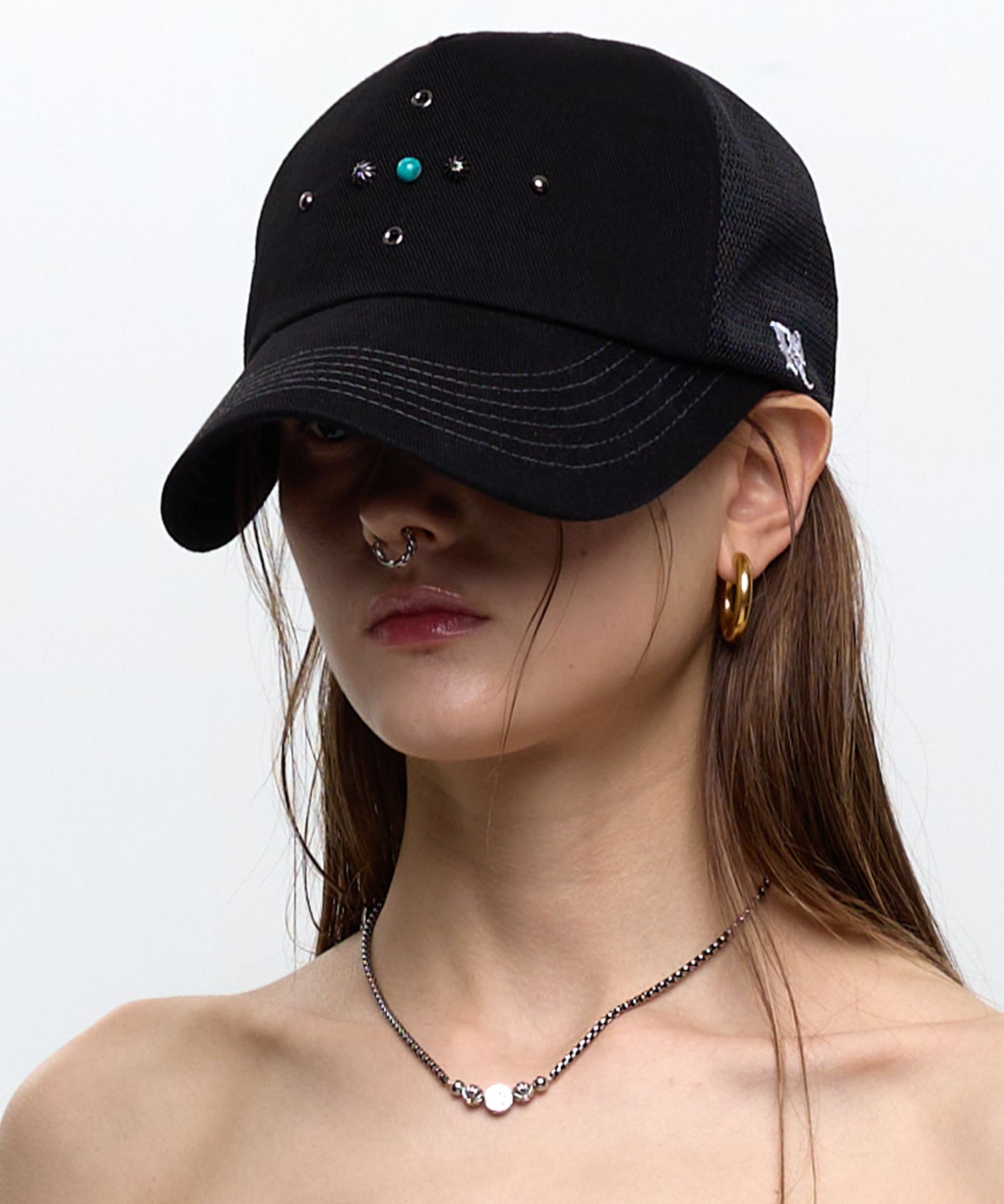 MUSINSA | RSSC WESTERN RIVET MESH CAP - BLACK