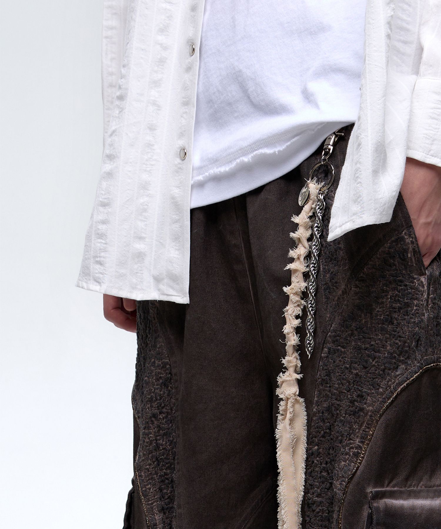 MUSINSA | RSSC LONG TWISTED DENIM KEYRING - BEIGE