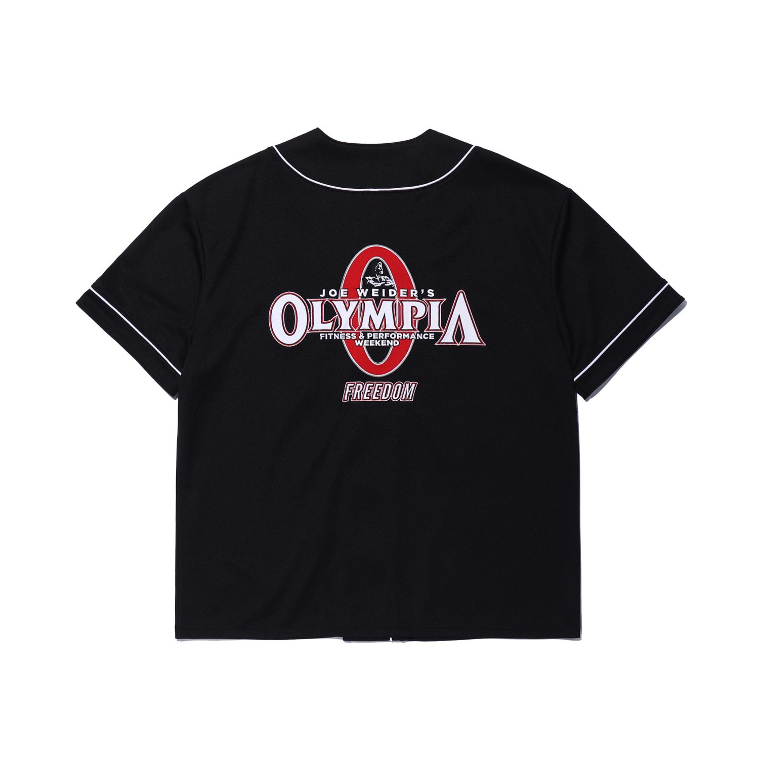 MUSINSA | FREEDOM Olympia Baseball Jersey (Black)