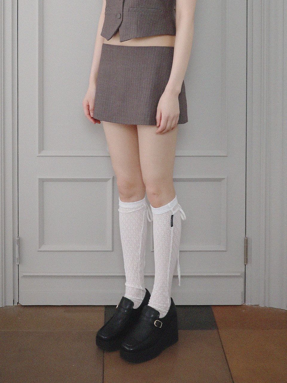 MUSINSA | UGLYSHADOW Herringbone Mini Skirt (Brown)