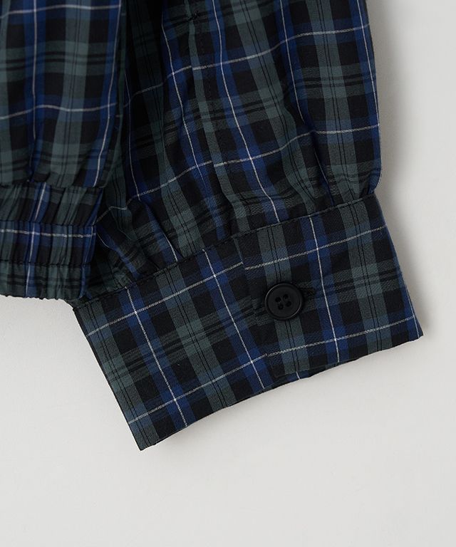 MUSINSA | RONRON VINTAGE RUFFLE BLOUSON GREEN CHECK