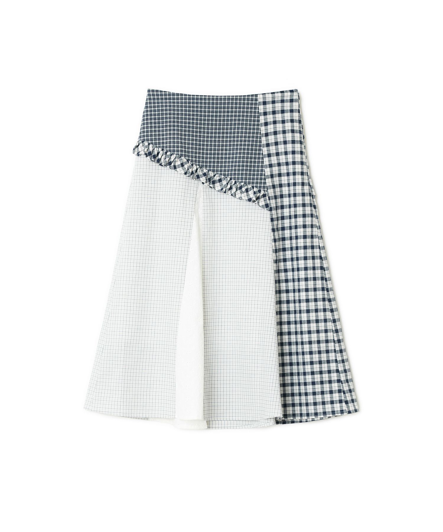 韓国商品/SUNBURN PROJECT Mixed Check Long Skirt MUSINSA | SUNBURN PROJECT Mixed Check Long Skirt, NAVY