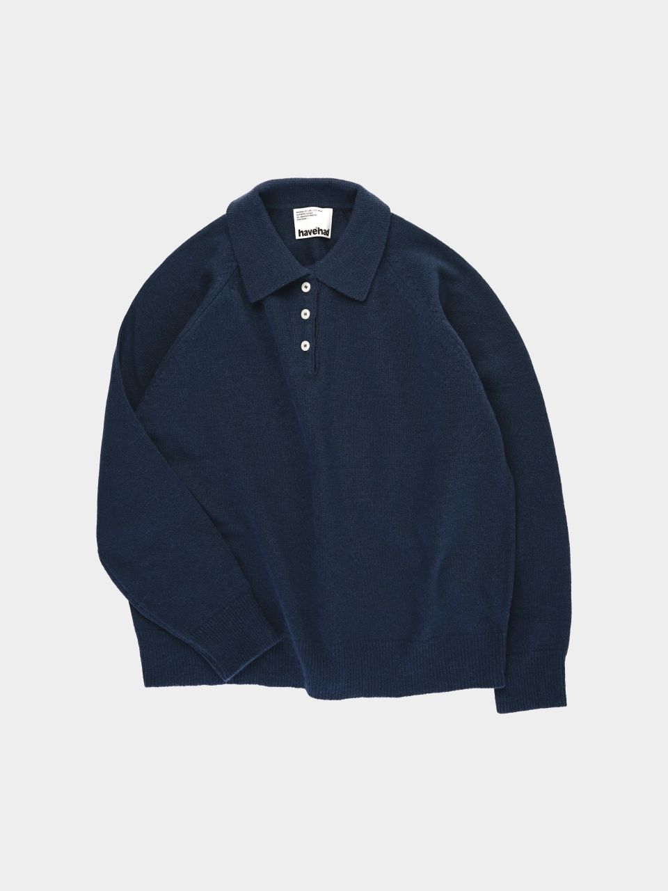 MUSINSA公式 | Havehad Light Wool Collar Knit (Navy)