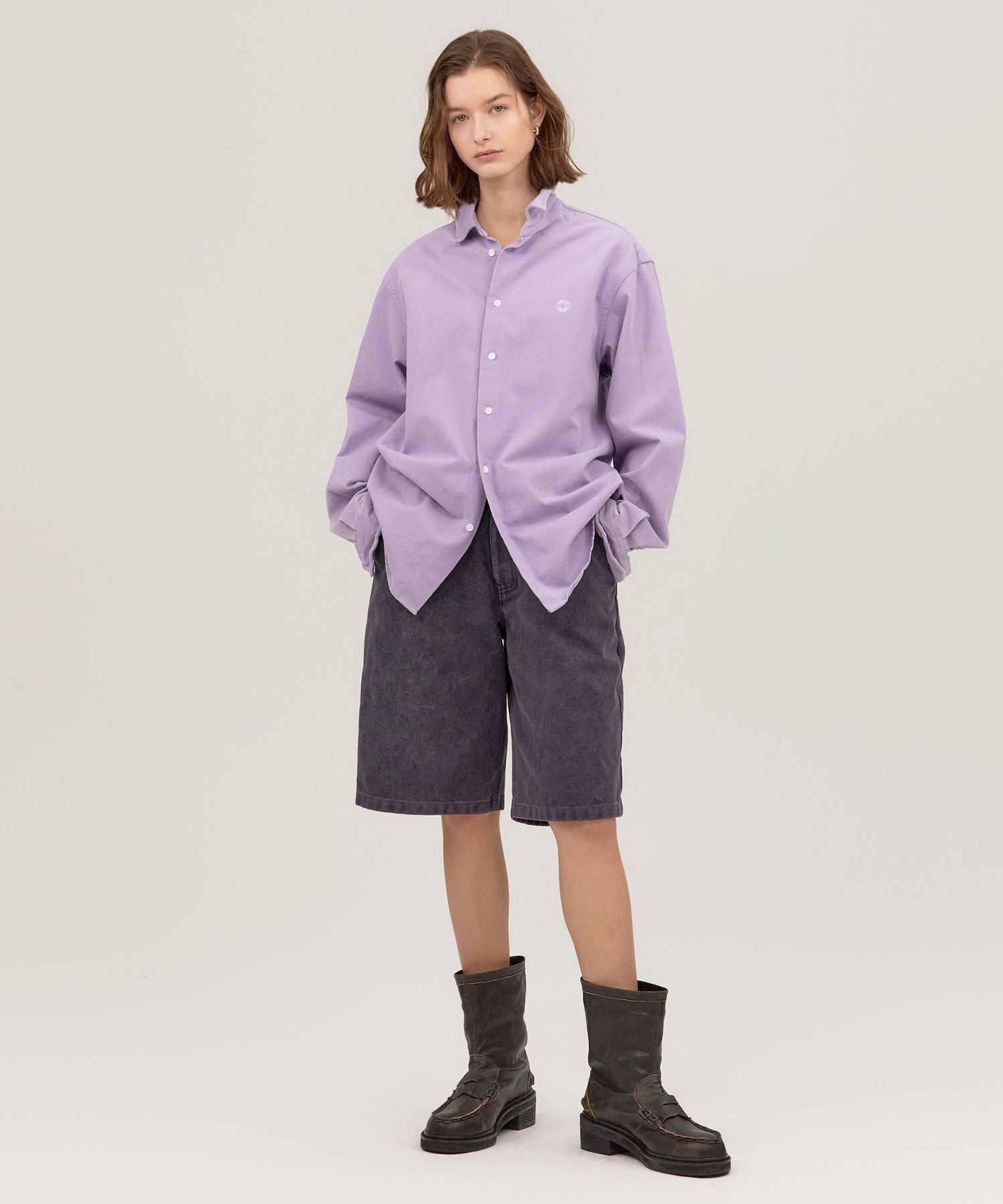 MUSINSA | NOHANT WIRE OXFORD WASHED SHIRT PURPLE