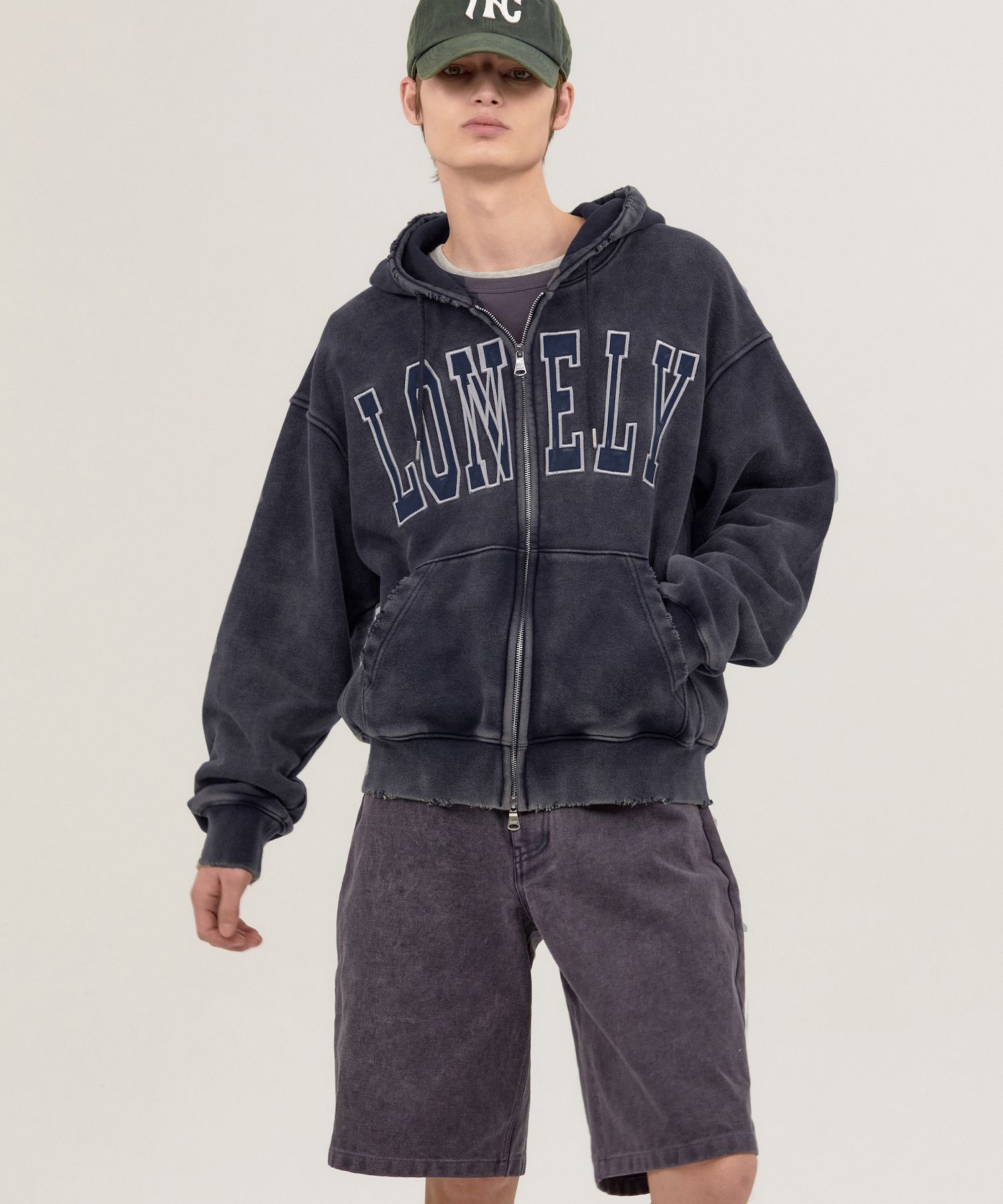 MUSINSA | NOHANT LONELY/LOVELY SALT WASHING HOODIE ZIP-UP NAVY
