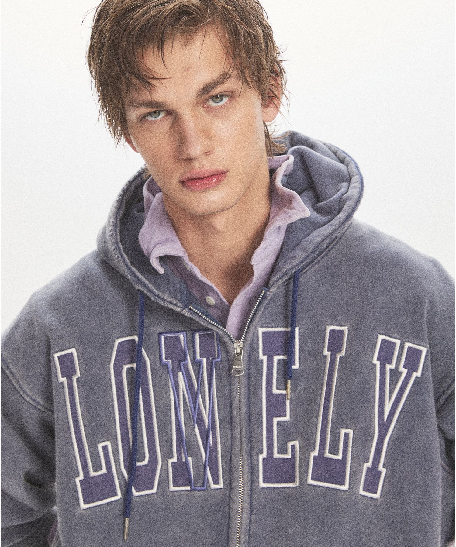 MUSINSA | NOHANT LONELY/LOVELY SALT WASHING HOODIE ZIP-UP INDIGO BLUE