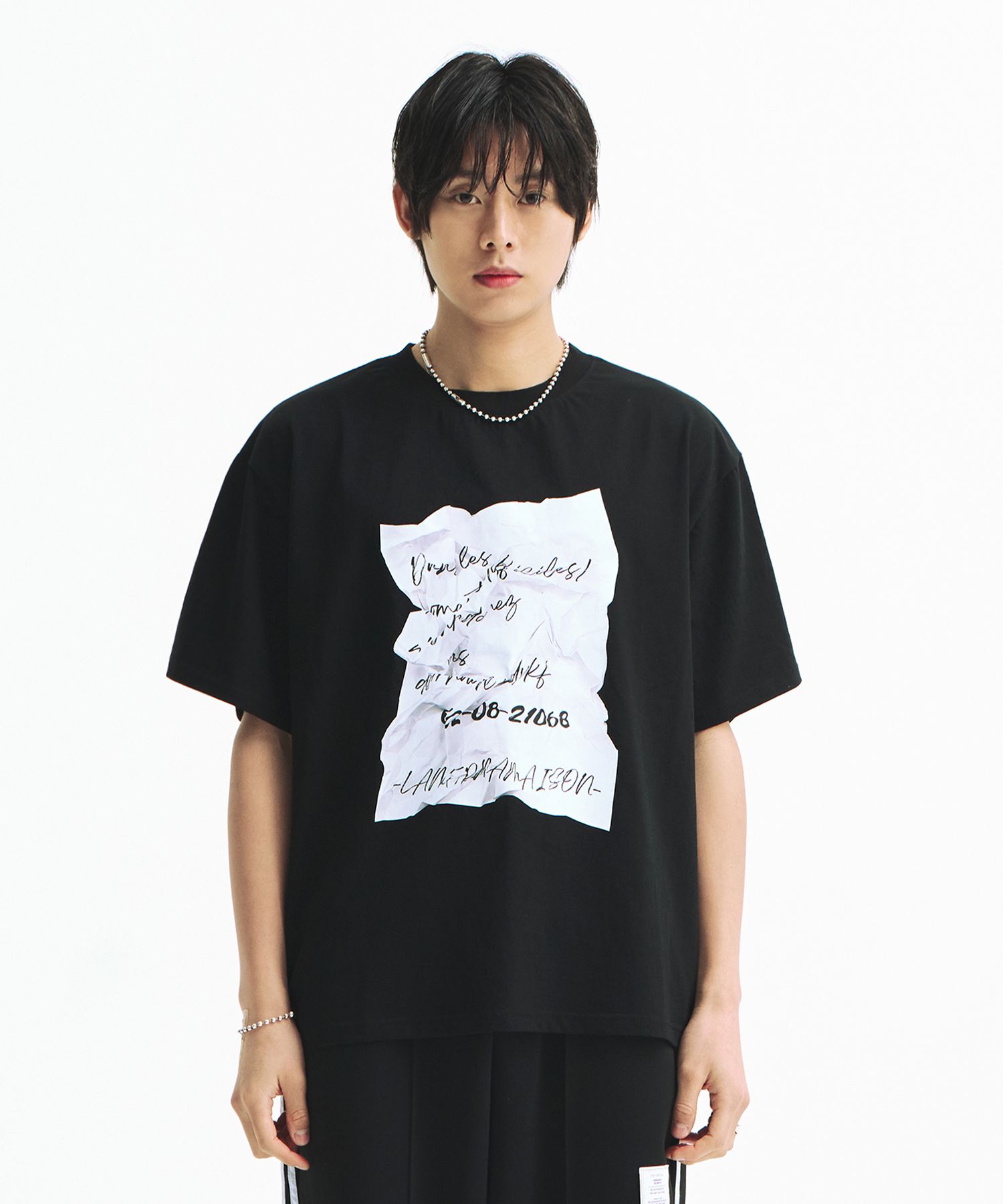 LA MER MA MAISONのRingkle Paper Tee 全2色 MUSINSA公式 | LA MER MA MAISON Ringkle Paper Tee Black