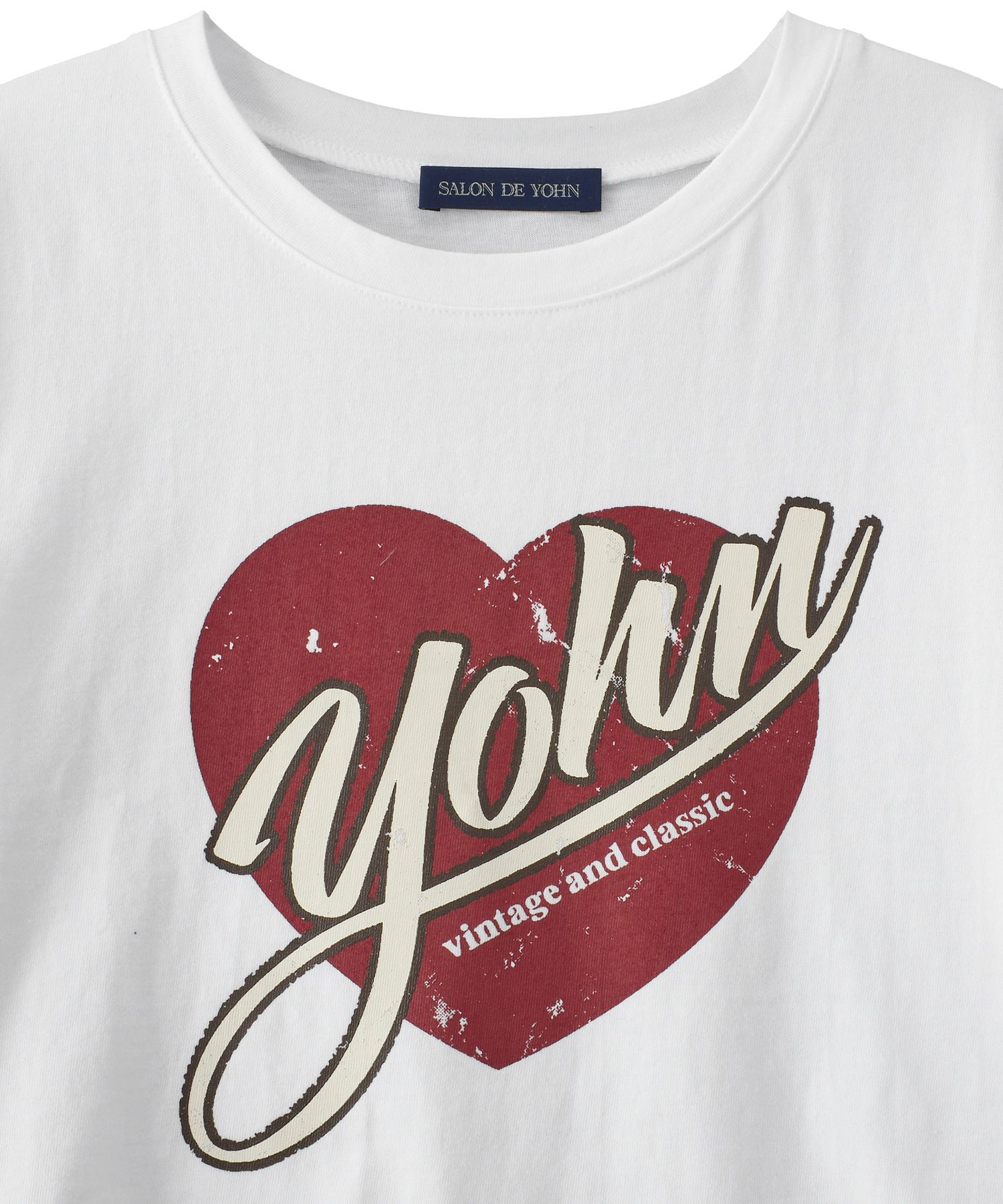 MUSINSA | SALON DE YOHN Vintage Heart Crop T_ White