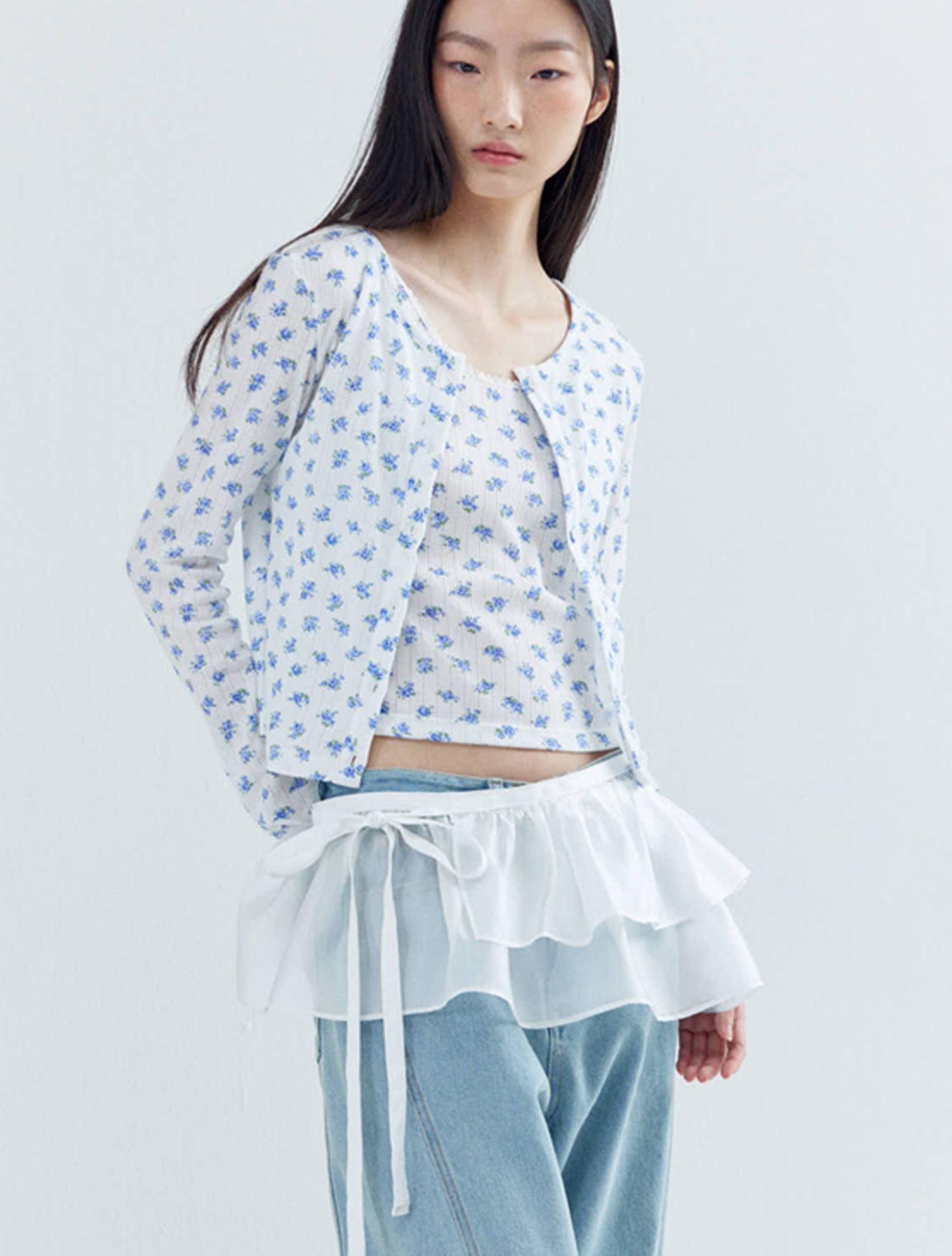 MUSINSA | OPENING SUNSHINE Sheer Double Layered Wrap Skirt White