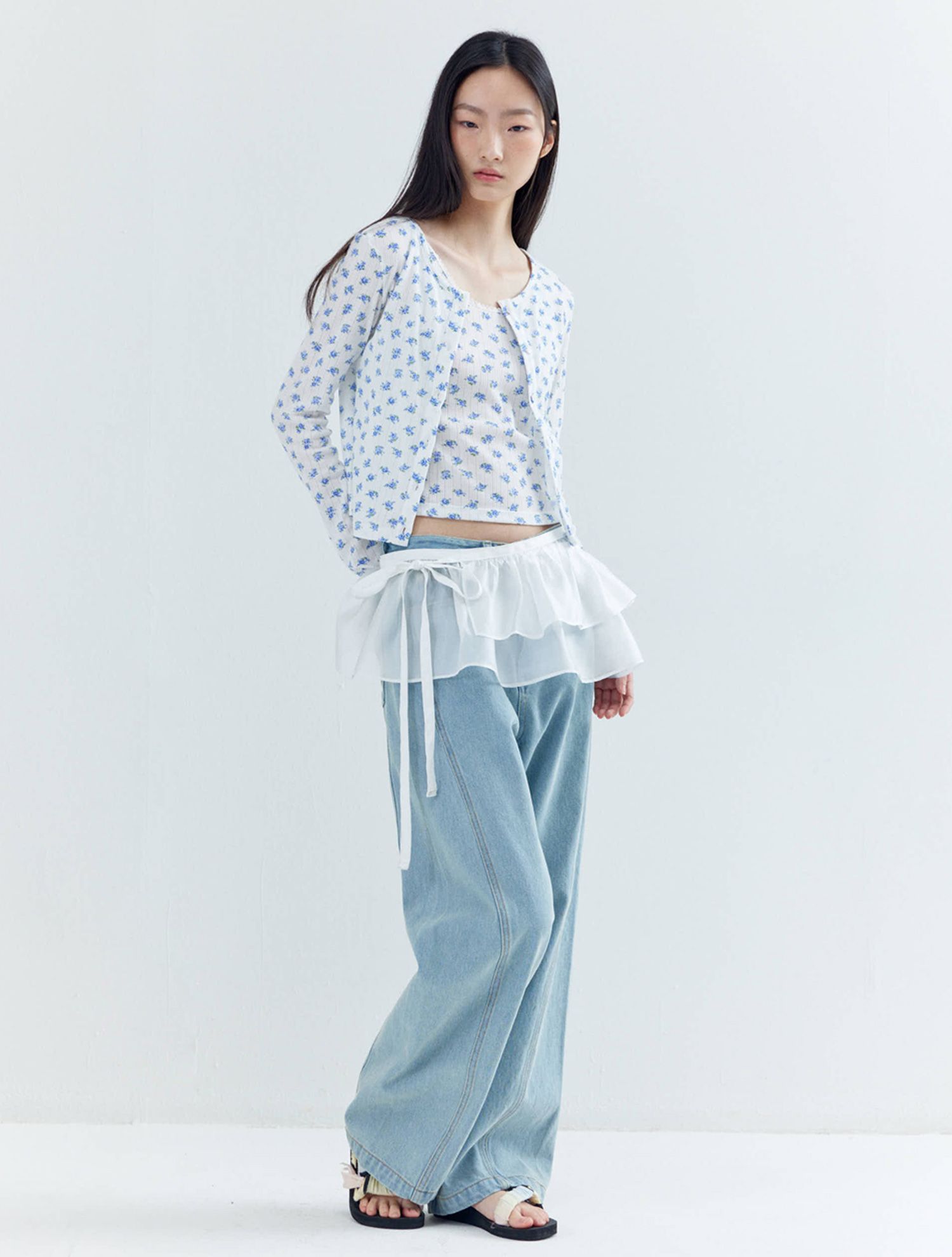 MUSINSA | OPENING SUNSHINE Sheer Double Layered Wrap Skirt White