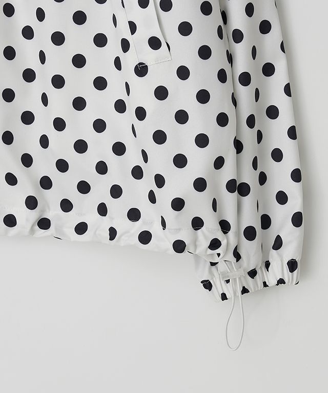 MUSINSA | RONRON HOODED WINDBREAKER JUMPER WHITE BLACK DOT