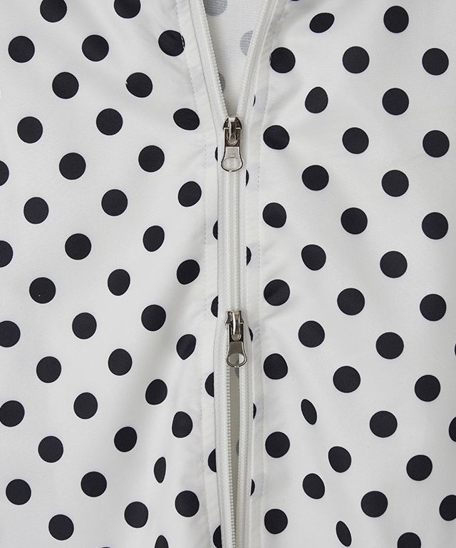 MUSINSA | RONRON HOODED WINDBREAKER JUMPER WHITE BLACK DOT
