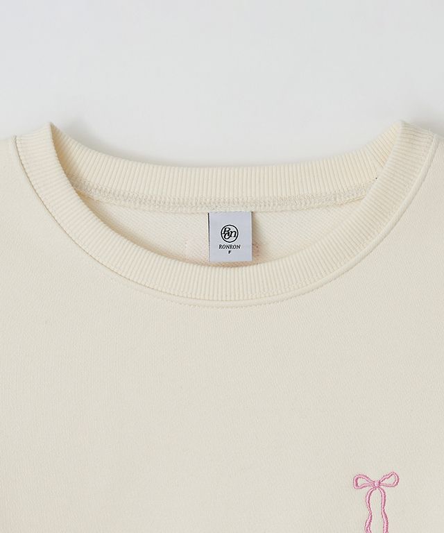 MUSINSA | RONRON VOLUME SLEEVE RIBBON SWEATSHIRT CREAM