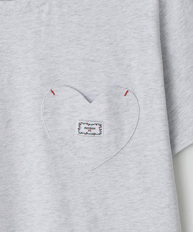 RONRON★韓国★人気HEART POCKET OVER FIT SHORT SLEEVE T SHIRT RONRON HEART POCKET OVER FIT SHORT SLEEVE T SHIRT WHITE
