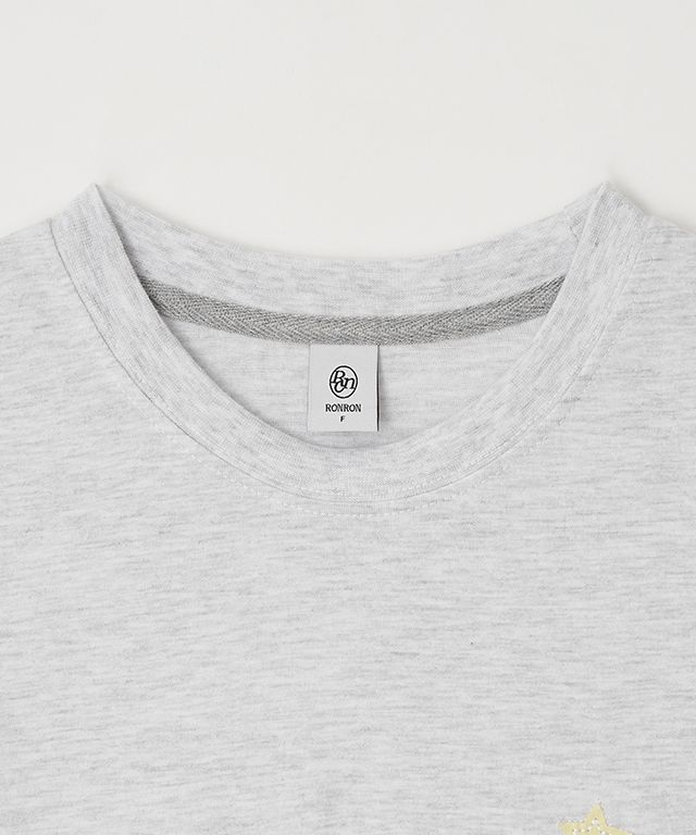 Tシャツ・カットソー RONRON 88 STAR MIXED APPLIQUE OVER FIT T SHIRT WHITE RR24CST 론론(RONRON) 88 STAR MIXED APPLIQUE OVER FIT T SHIRT WHITE