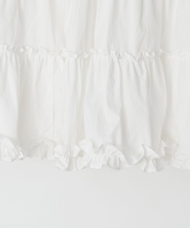 MUSINSA公式 | RONRON FRILL SHORT SLEEVE ONEPIECE DRESS WHITE
