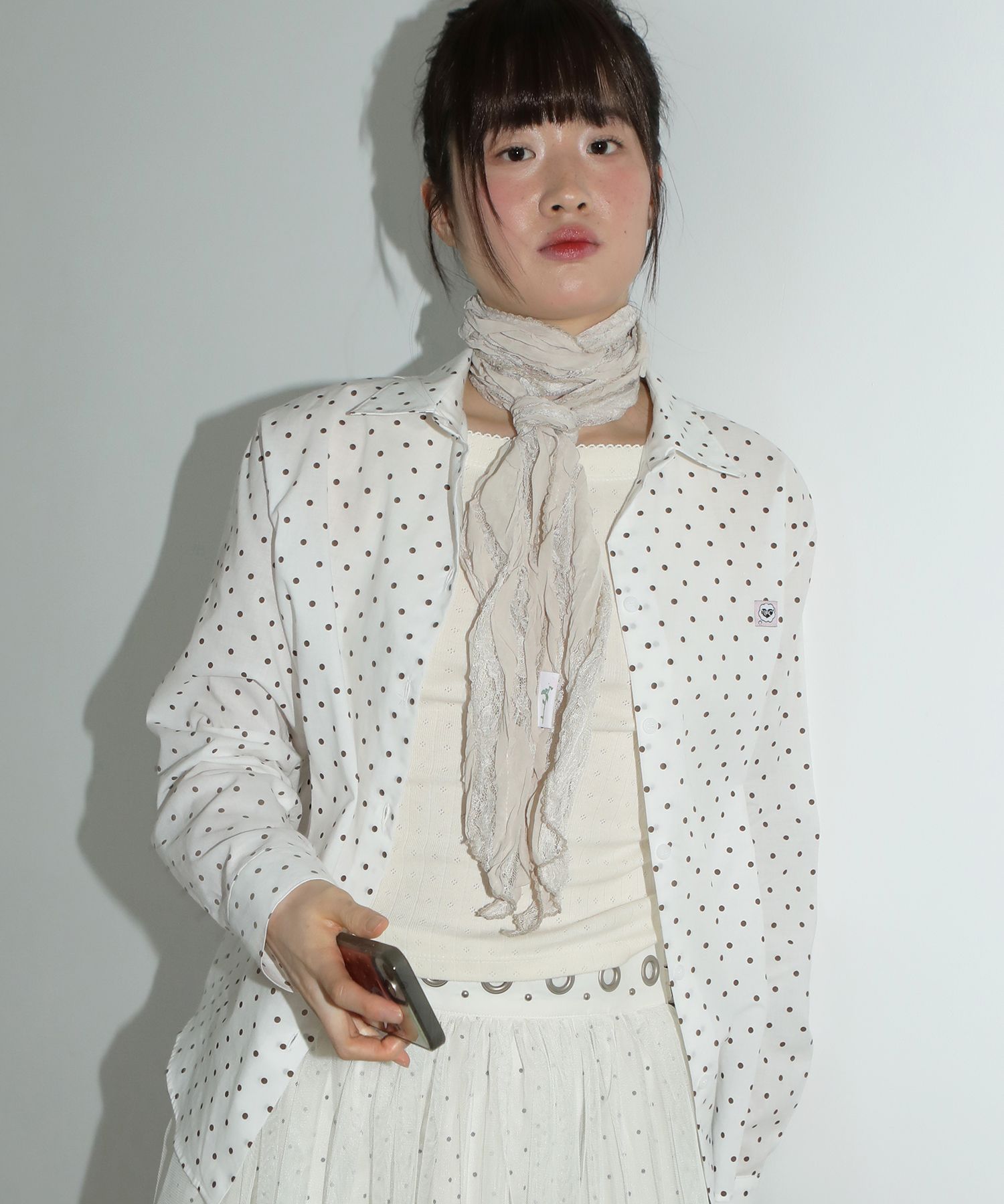 【NOFFICIALNOFFICE】PICOT TRIM LACE SCARF PICOT TRIM LACE SCARF BEIGE