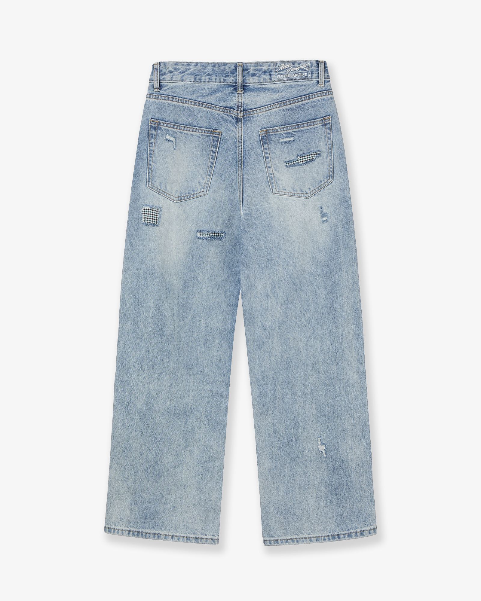 【AEAE】送料・関税込★人気★チェックパッチワークデニムパンツ MUSINSA公式 | AEAE CHECK PATCHWORK DENIM PANTS [LIGHT BLUE]