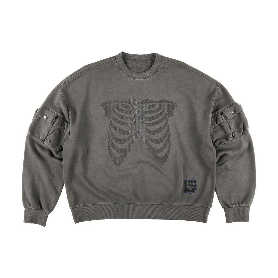 MUSINSA | OURPOCKETS Grid Garment Dyed Overfit Bone Sweat