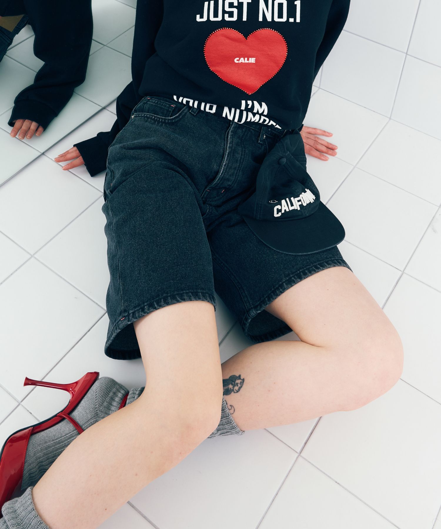 ★送料・関税込★as if calie★KNEE LENGTH WIDE DENIM PANTS★ MUSINSA | ASIF CALIE KNEE LENGTH WIDE DENIM PANTS BLACK