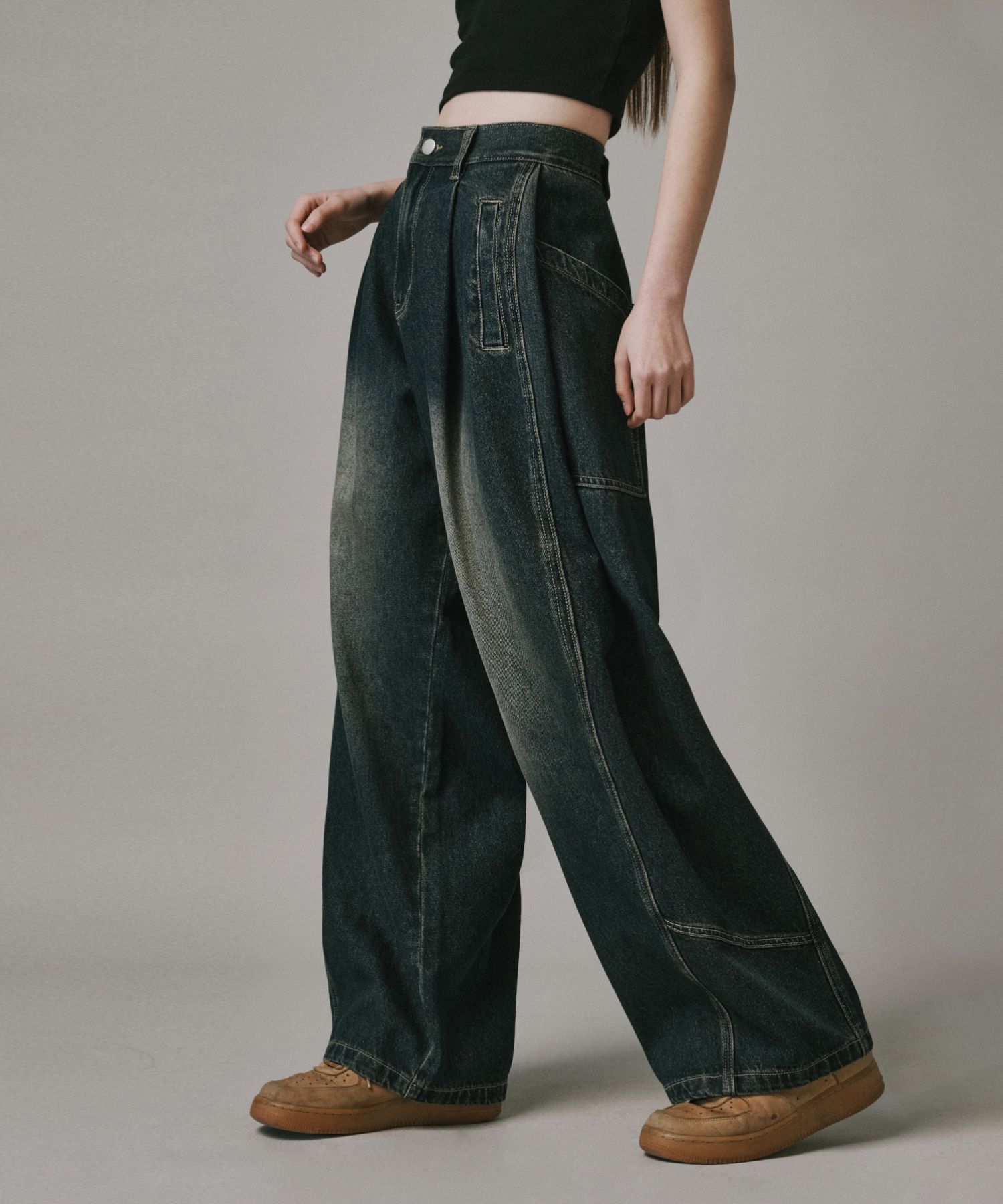 MUSINSA公式 | VERDNT コンストラクションワイドデニムパンツ[サンド