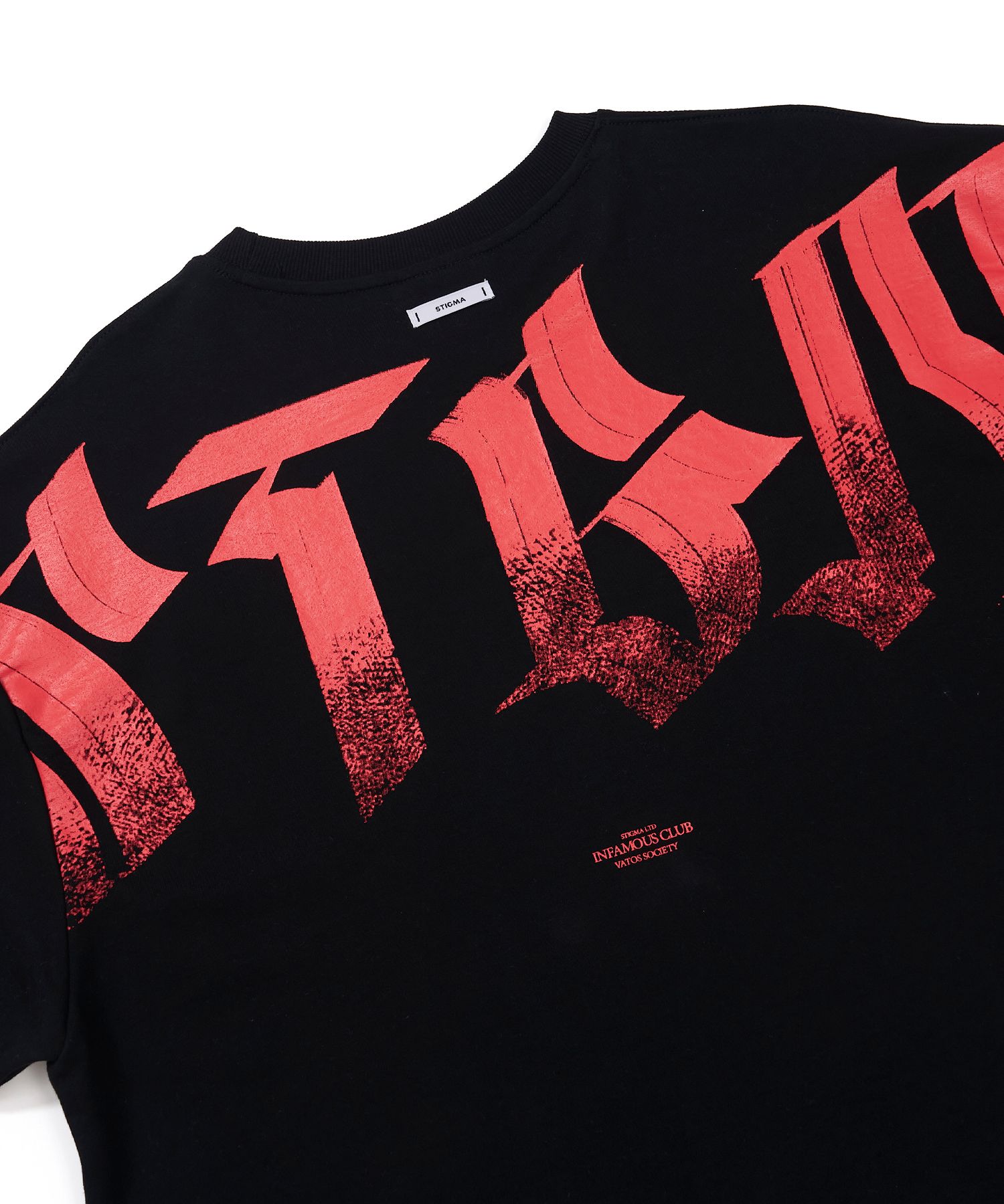 STIGMAのBold Back Semi-oversized T-shirts 全2色 MUSINSA | STIGMA Bold Back Semi-oversized T-shirts Black
