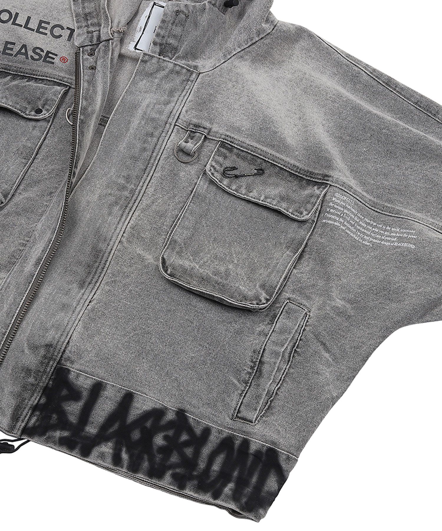 MUSINSA | BLACKBLOND Vivid Vintage Clash Hooded Denim Zip-Up
