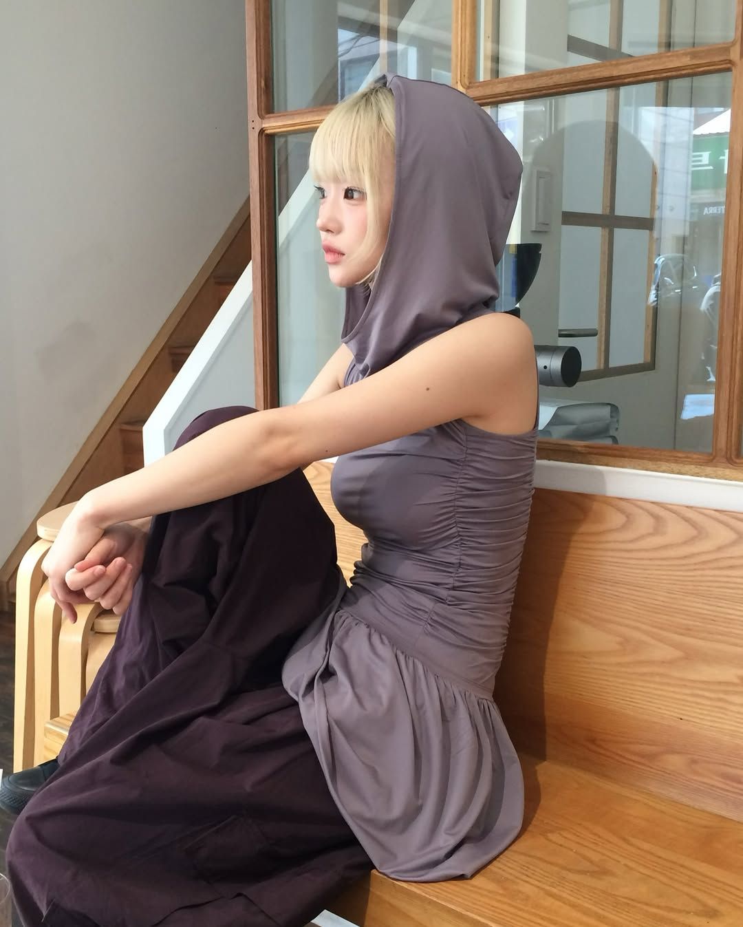 MUSINSA | FLAREUP Hooded High Neck Dress (FL-155_Gray)