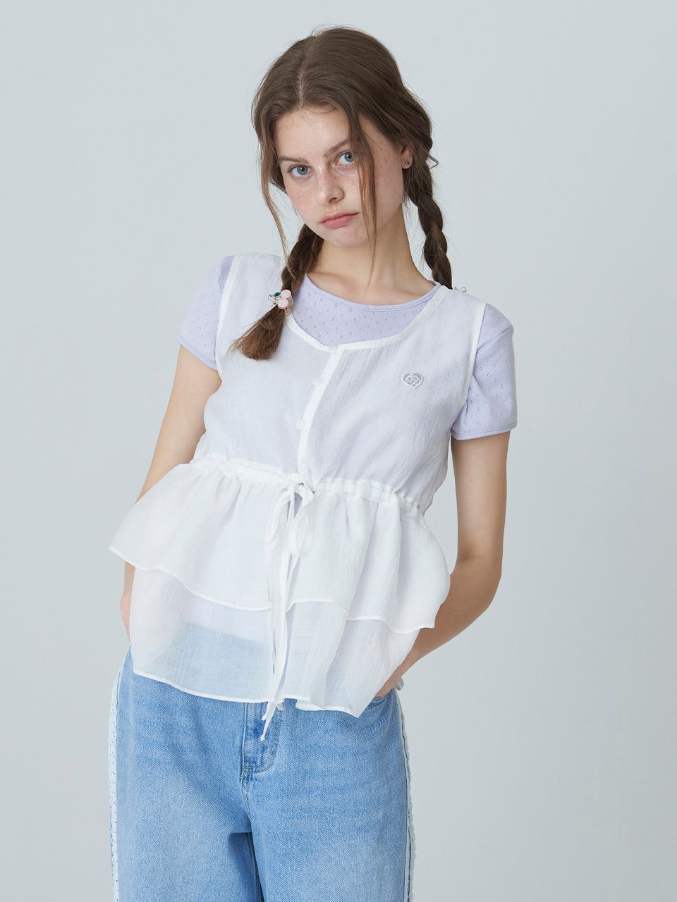 MUSINSA公式 | ADOREBELLE Wappen Frill Layered Bustier - White