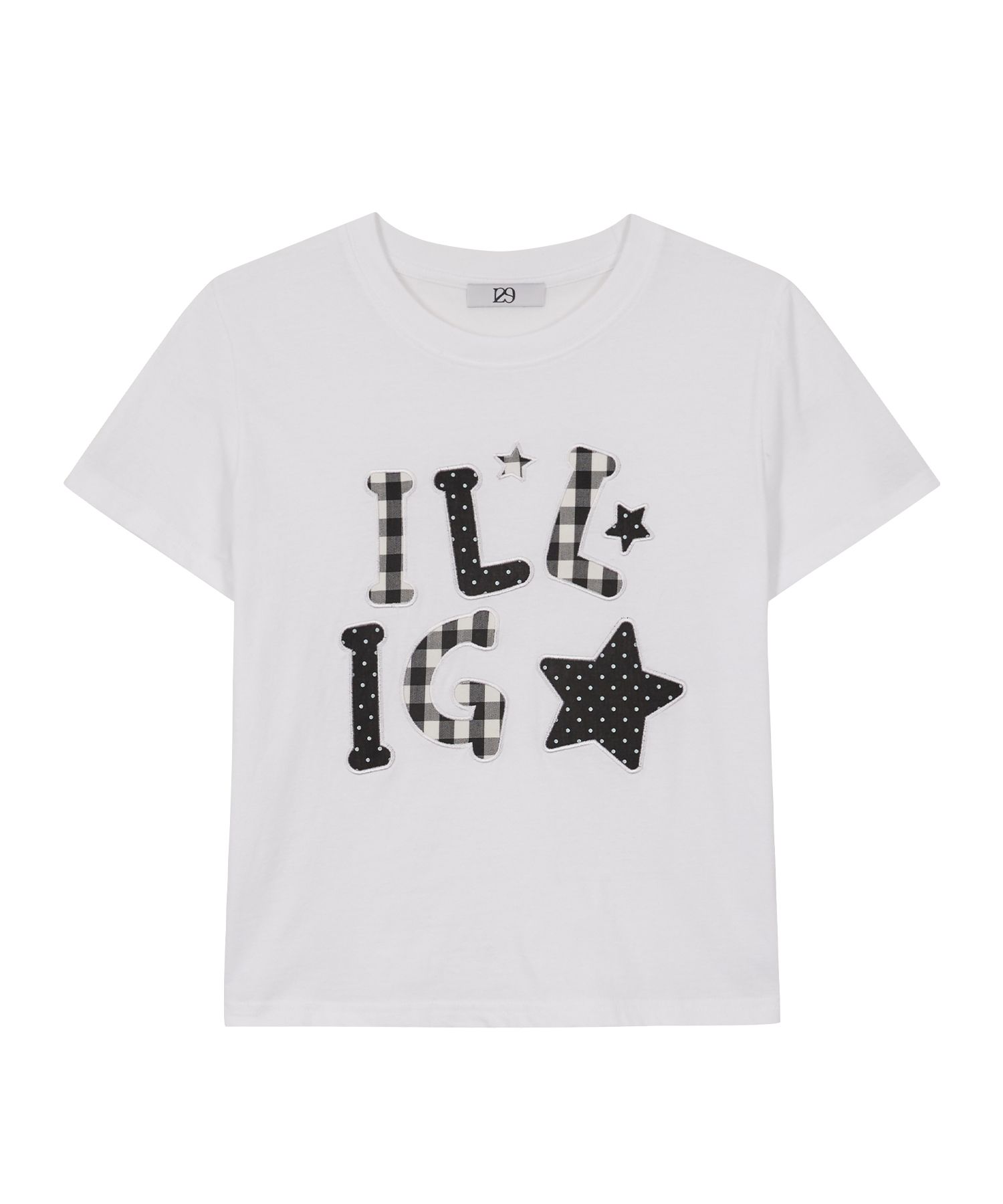 ★ILLIGO★ Check Applique Loose Crop T-Shirt 2color MUSINSA | ILLIGO Check Applique Loose Crop T-Shirt Black