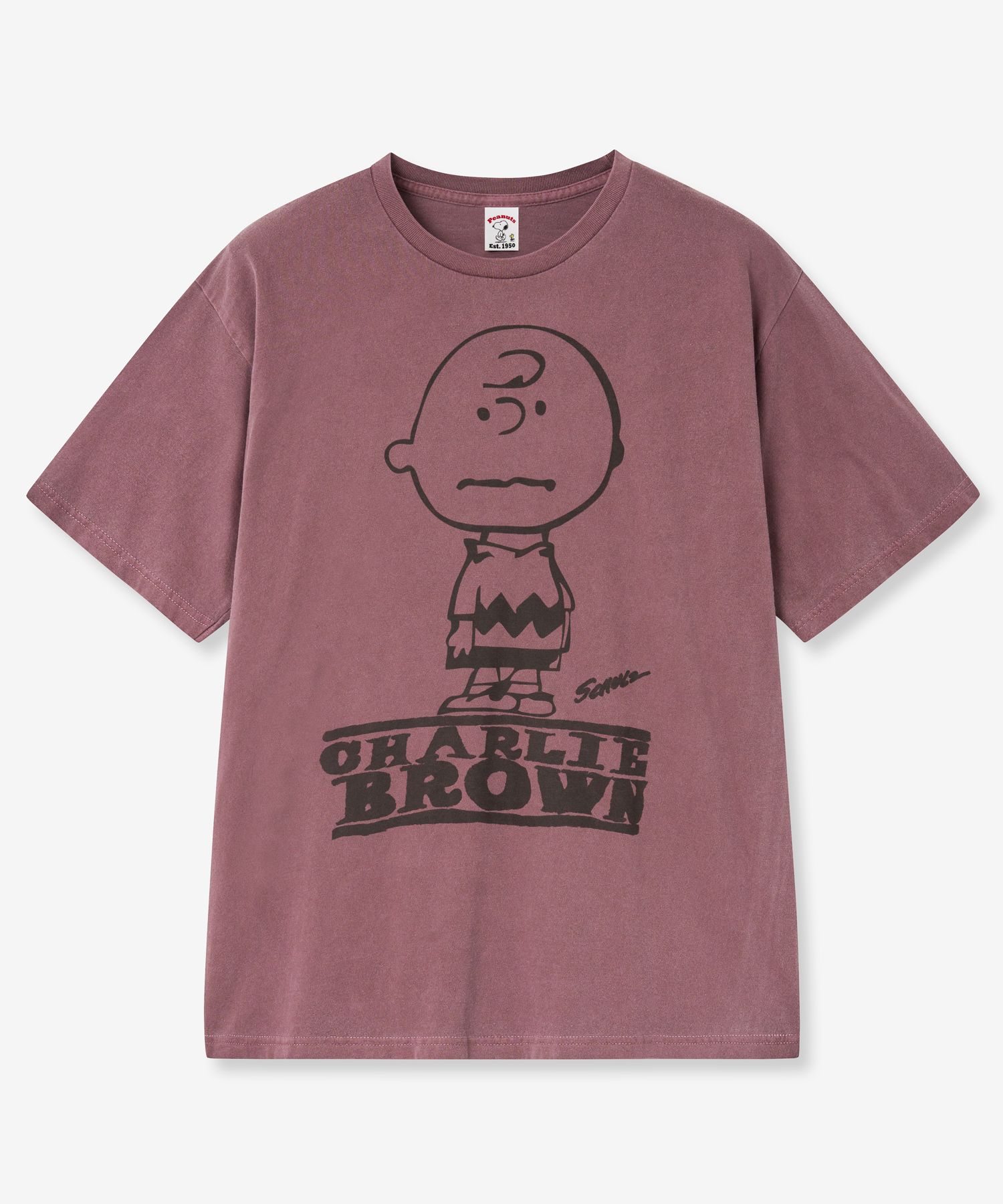 MUSINSA公式 | VTWO チャーリーブラウンピグメントTシャツ（バーガンディ）