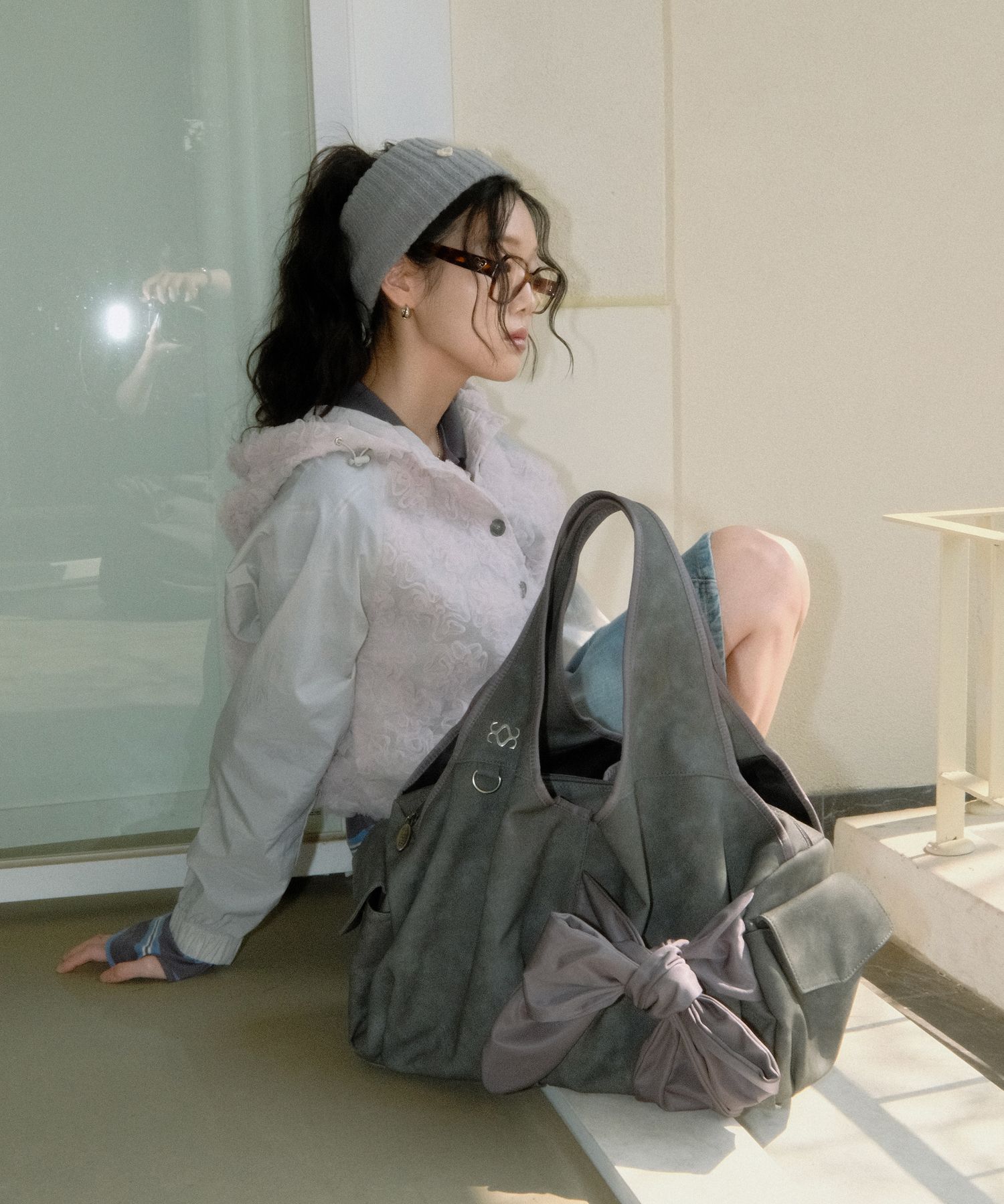 【SIWEOL107】lace crop hood MUSINSA | SIWEOL107 Lace Crop Hood (Grey+Pink)