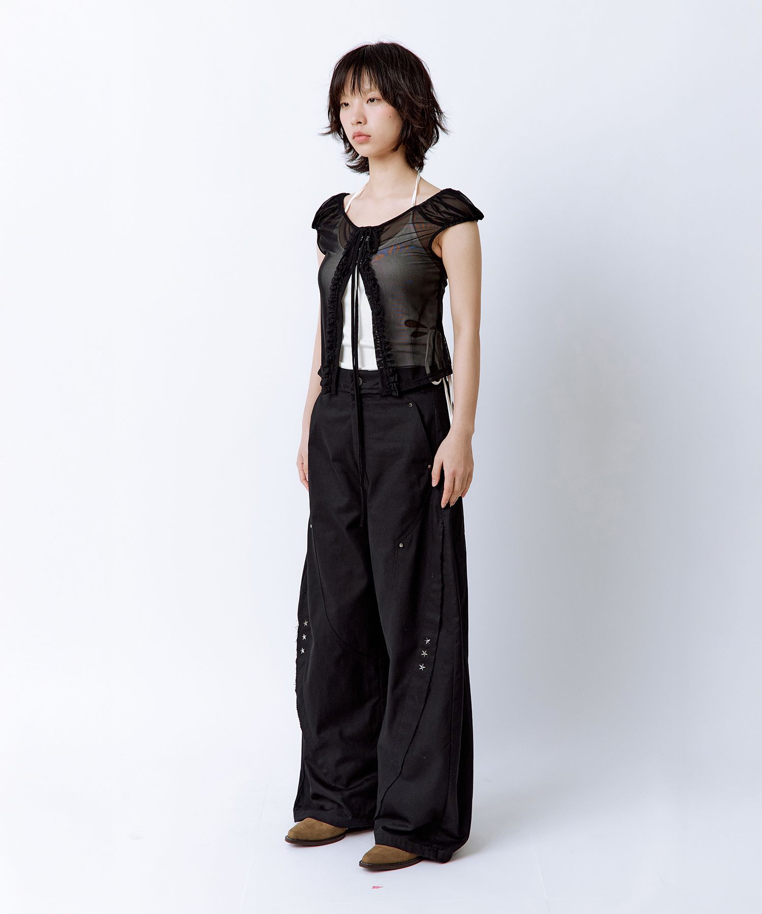 【ROUGHNECK】25ss Destroyed Wide Pants MUSINSA | ROUGHNECK Destroyed Wide Pants Black