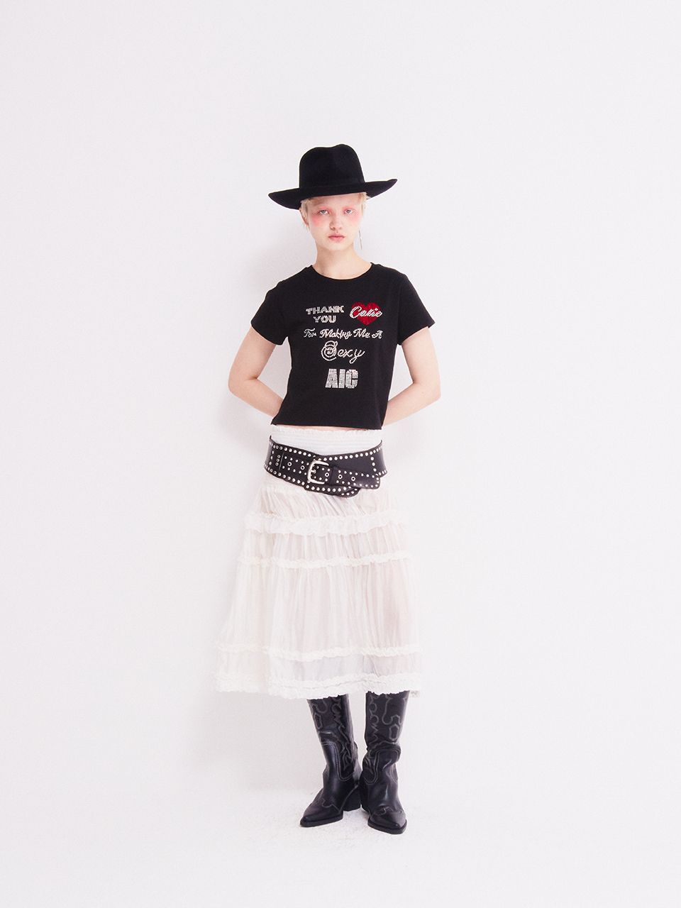 MUSINSA公式 | ASIF CALIE CALIE HOTFIX T-SHIRT BLACK