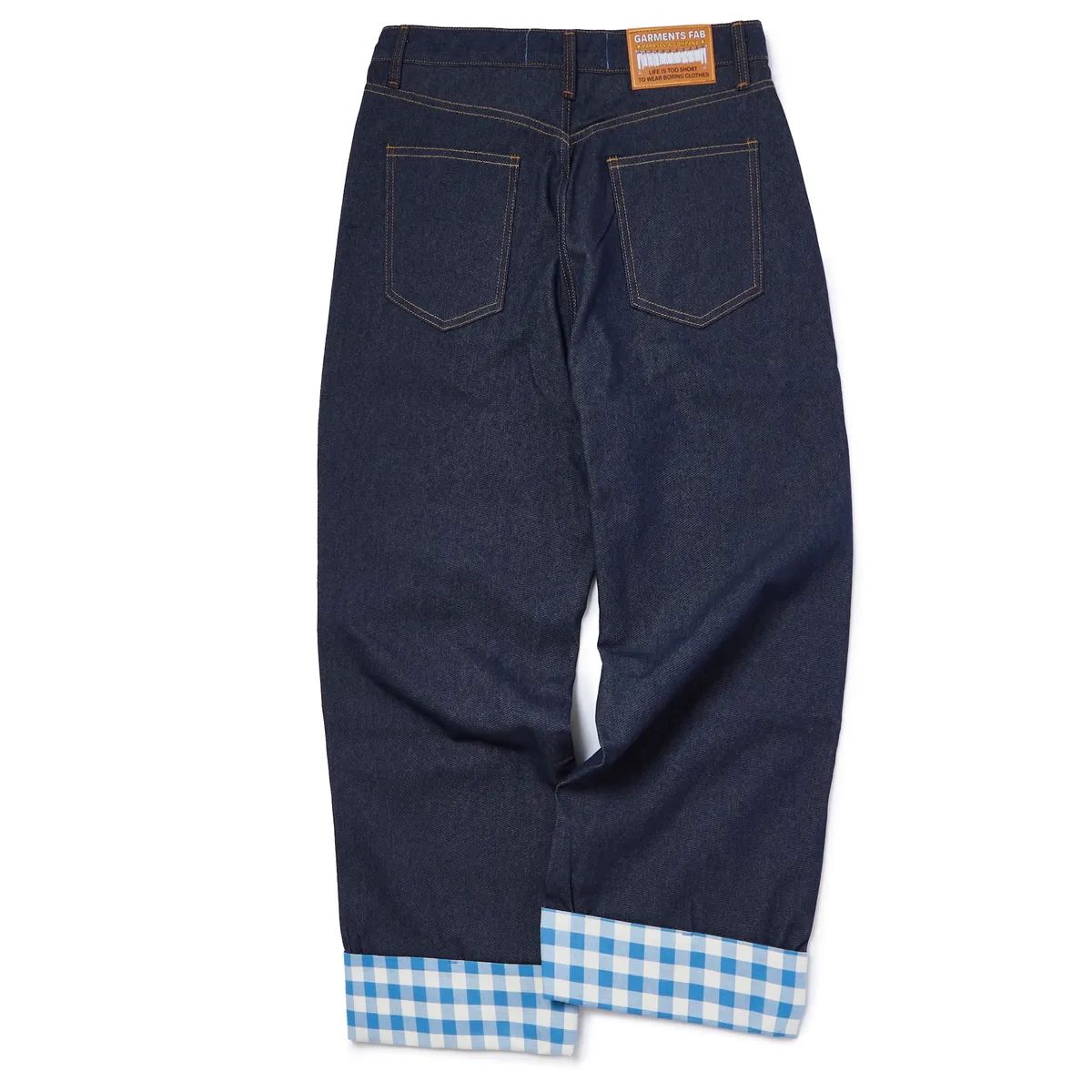 garmentsfab デニム MUSINSA公式 | GARMENTS FAB Check Turn Up Denim Pants (BLUE)
