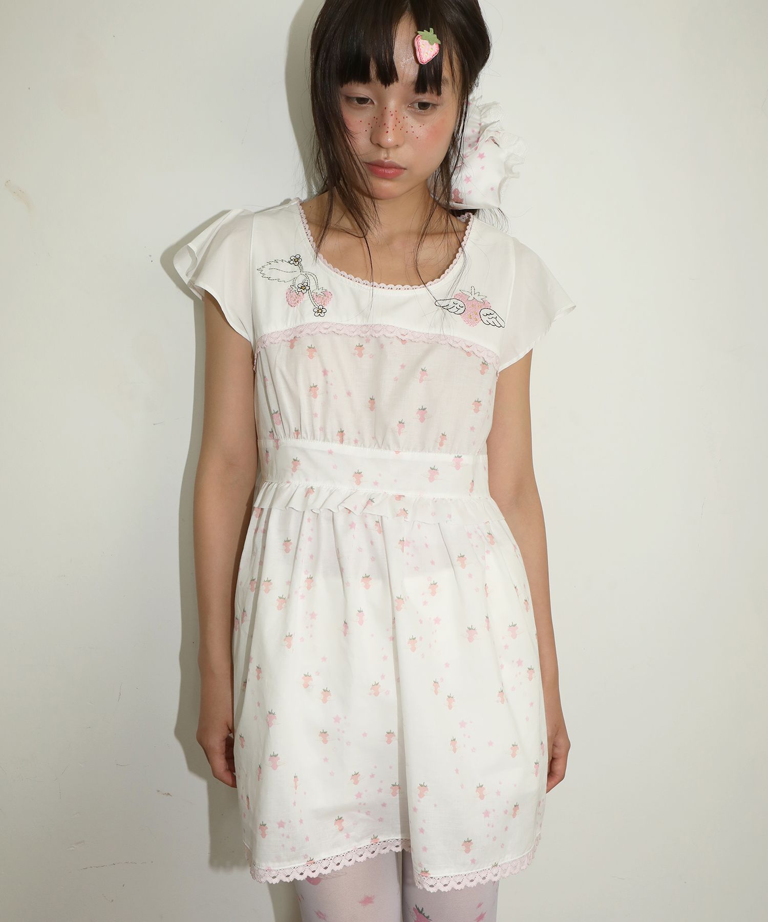 NOFFICIALNOFFICE★人気★STRAWBERRY PATTERN FLUTTER DRESS TOP MUSINSA | NOFFICIALNOFFICE Strawberry Pattern Flutter Dress Top