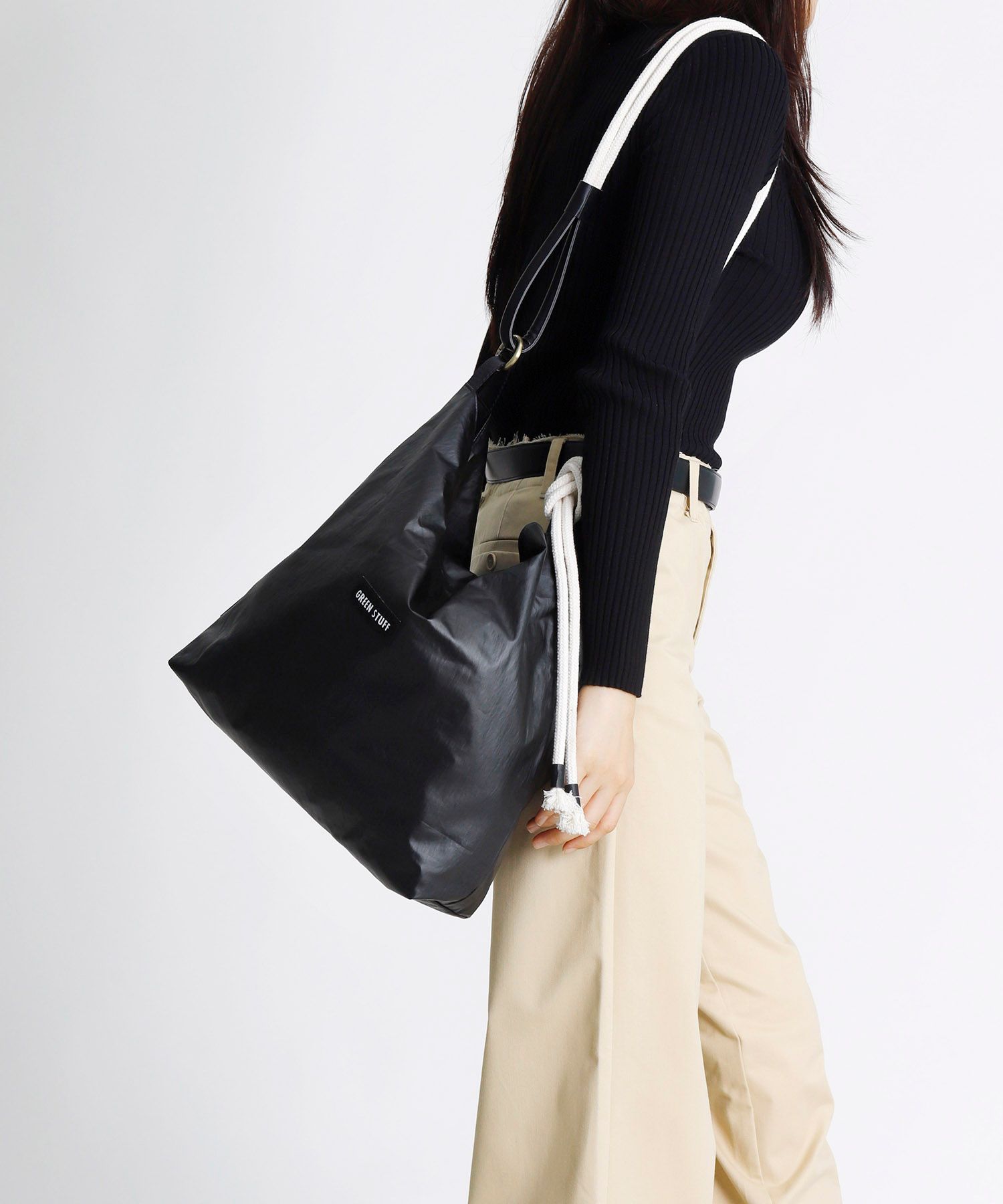 エコバッグ GREEN STUFF Loose fit rope shopper bag 57 paisley all black MUSINSA | GREEN STUFF rope bag 57 matte stone - black