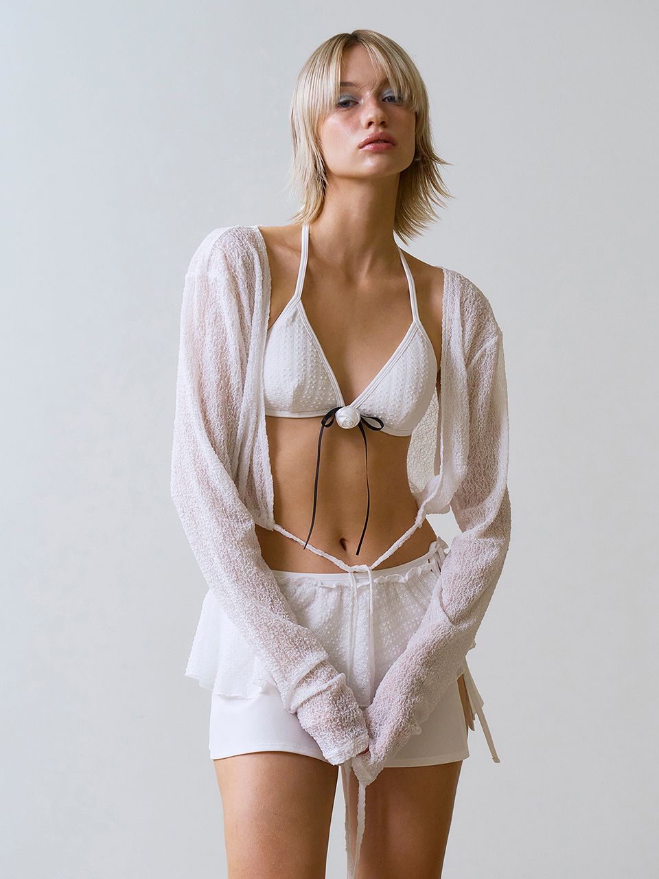 MUSINSA | VINAJ Jenny Rose Ribbon Triangle Bikini Bra - White