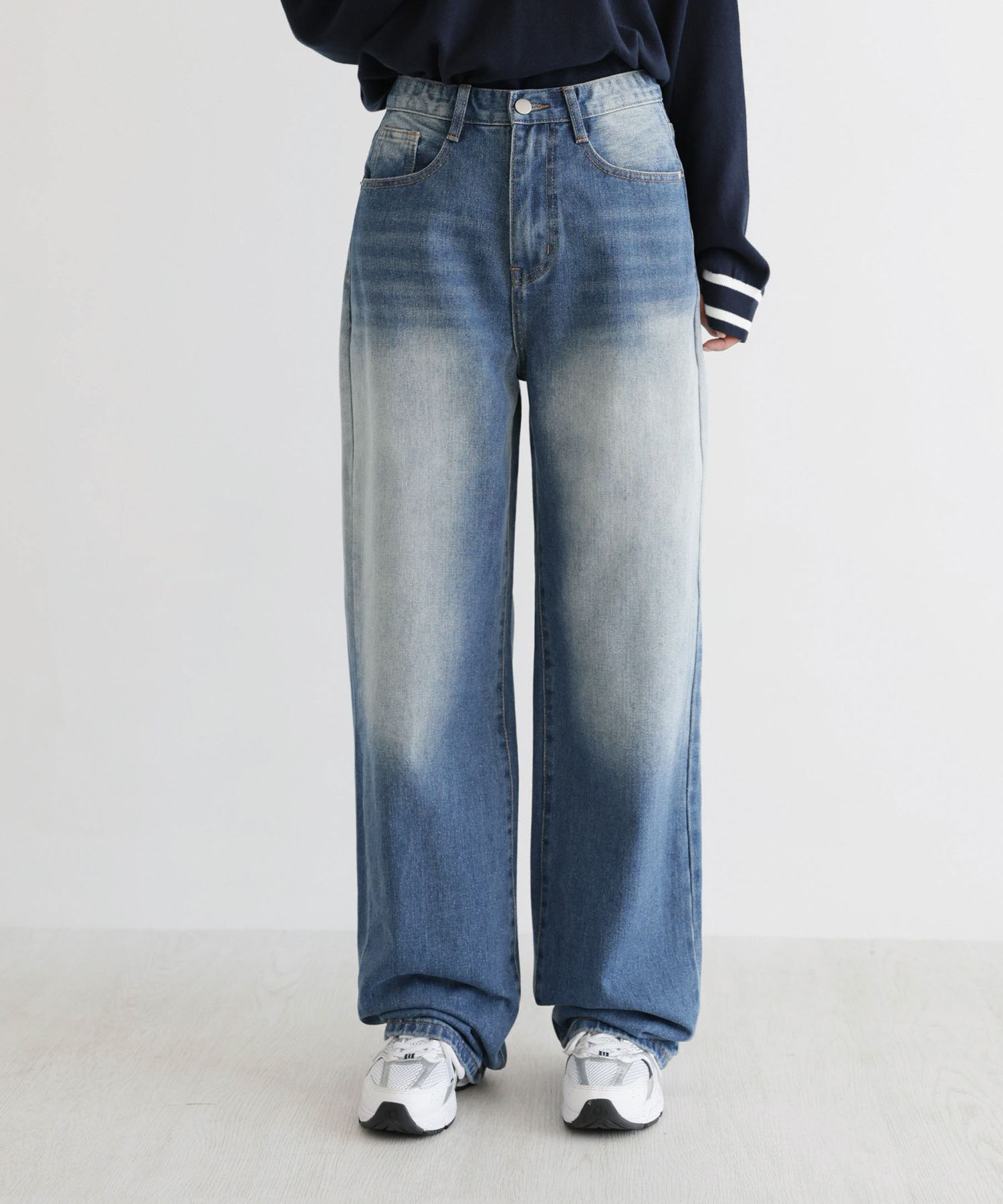 【SATIIIZ】Beos Siwa Washing Banding Denim Pants SATIIIZ (サティーズ) - ベオスシワウォッシュ加工バンディング