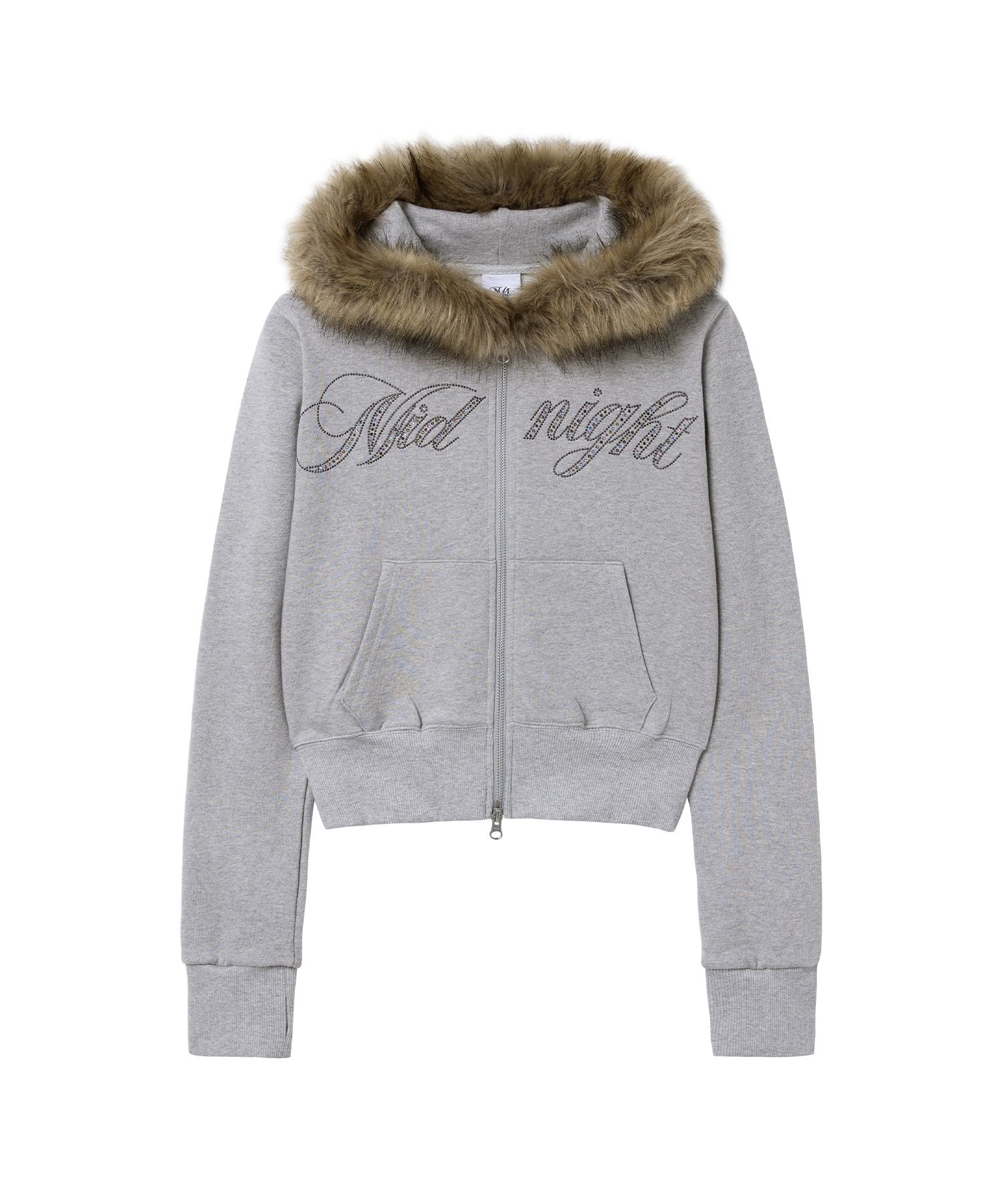 MUSINSA公式 | MIDNIGHT MOVE crop hair zip up (grey)