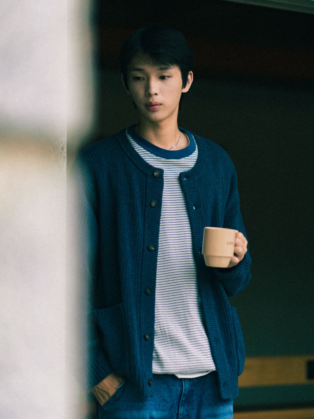 MUSINSA公式 | Havehad ファインウールラウンドネックカーディガン